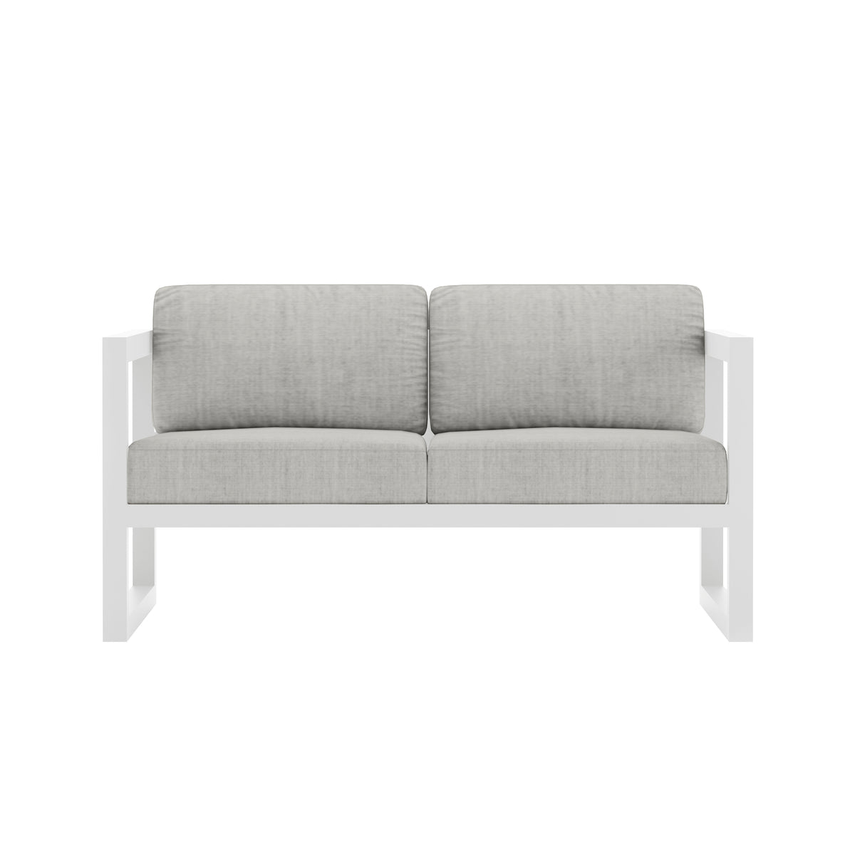 Avion Loveseat#Finish_White#Fabric_Cast Silver