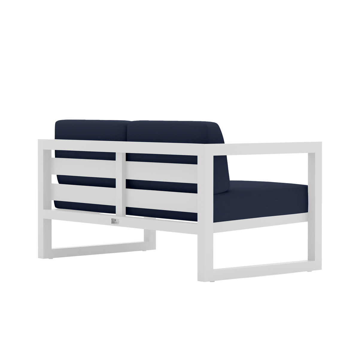 Avion Loveseat#Finish_White#Fabric_Spectrum Indigo