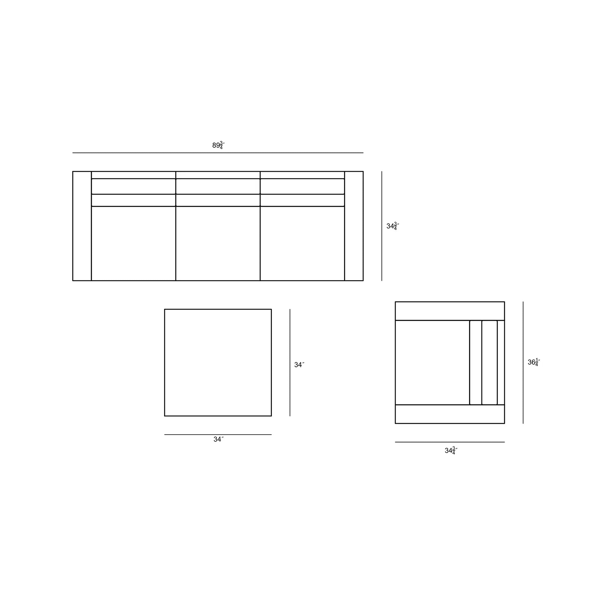 Harmonia Living District 3 Piece Aluminum Sofa Set 53