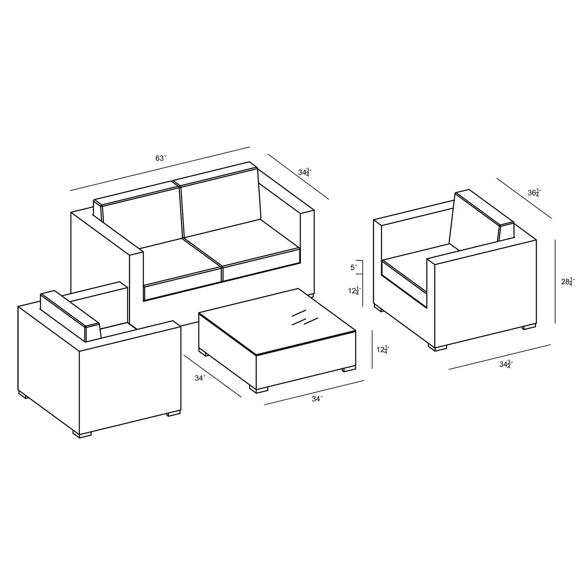 Harmonia Living District 4 Piece Aluminum Sofa Set 52