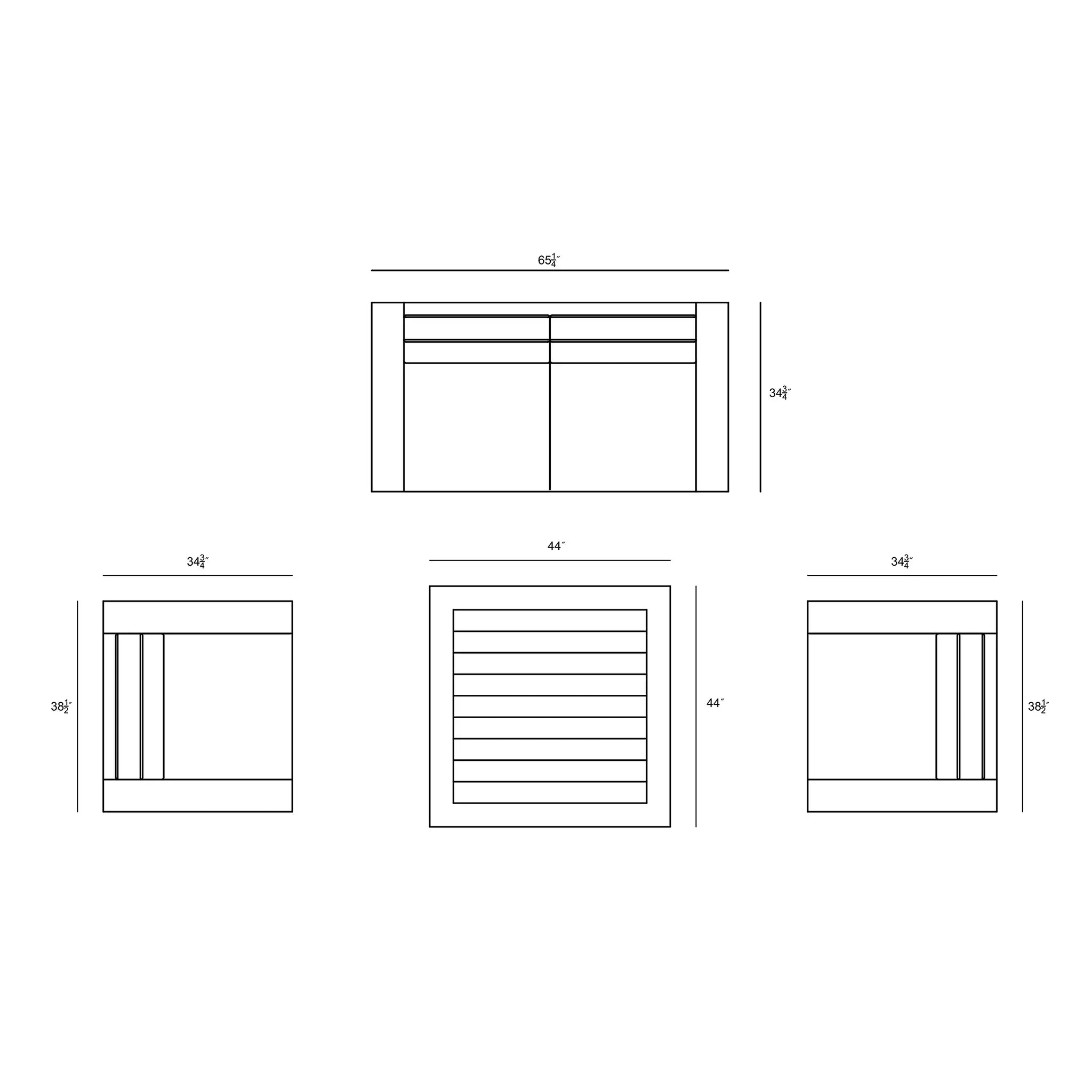 Harmonia Living Dune Teak 4 Piece Aluminum Loveseat Set 89