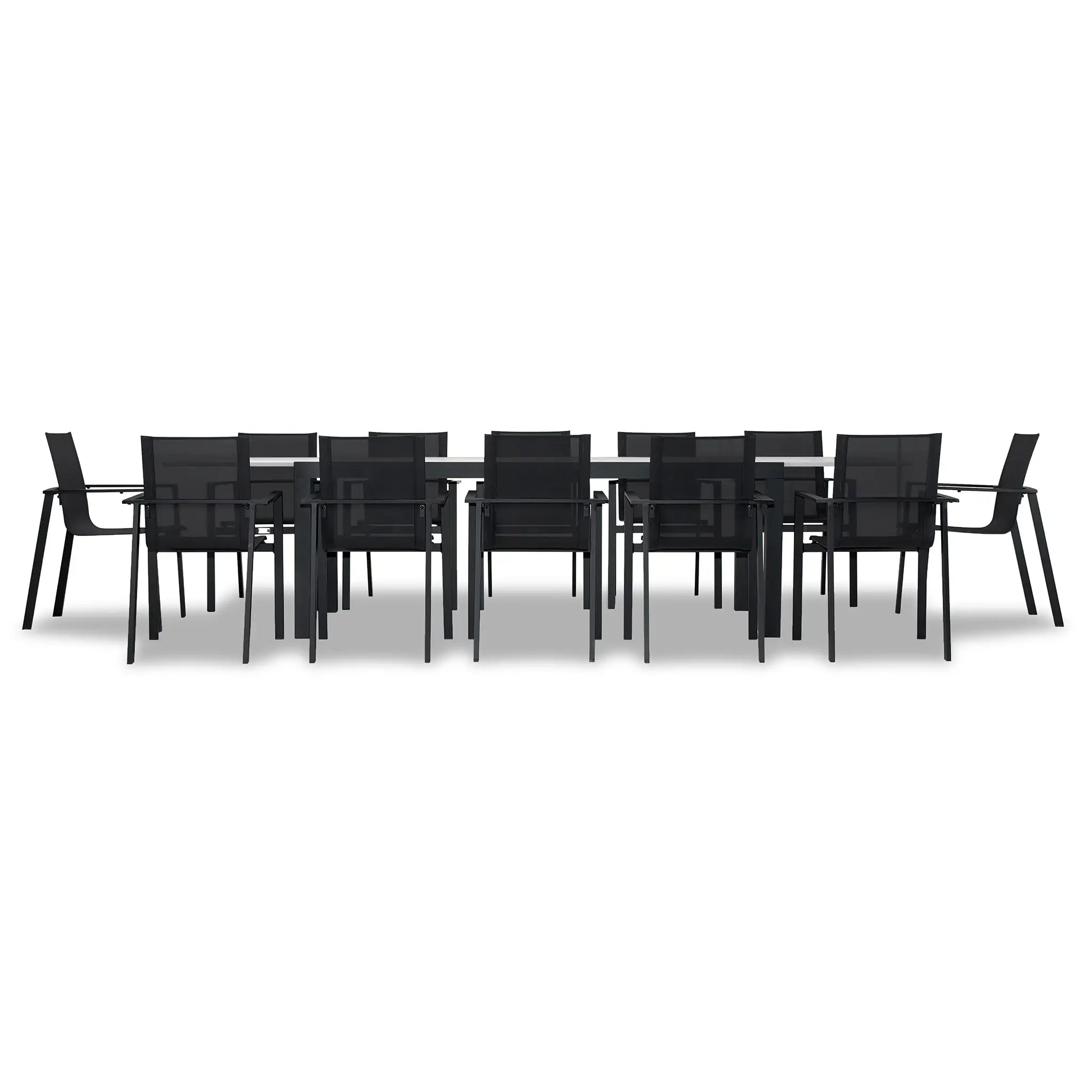 Harmonia Living Lift 13 Piece Aluminum Extendable Dining Set - Black/Black/Concrete 1