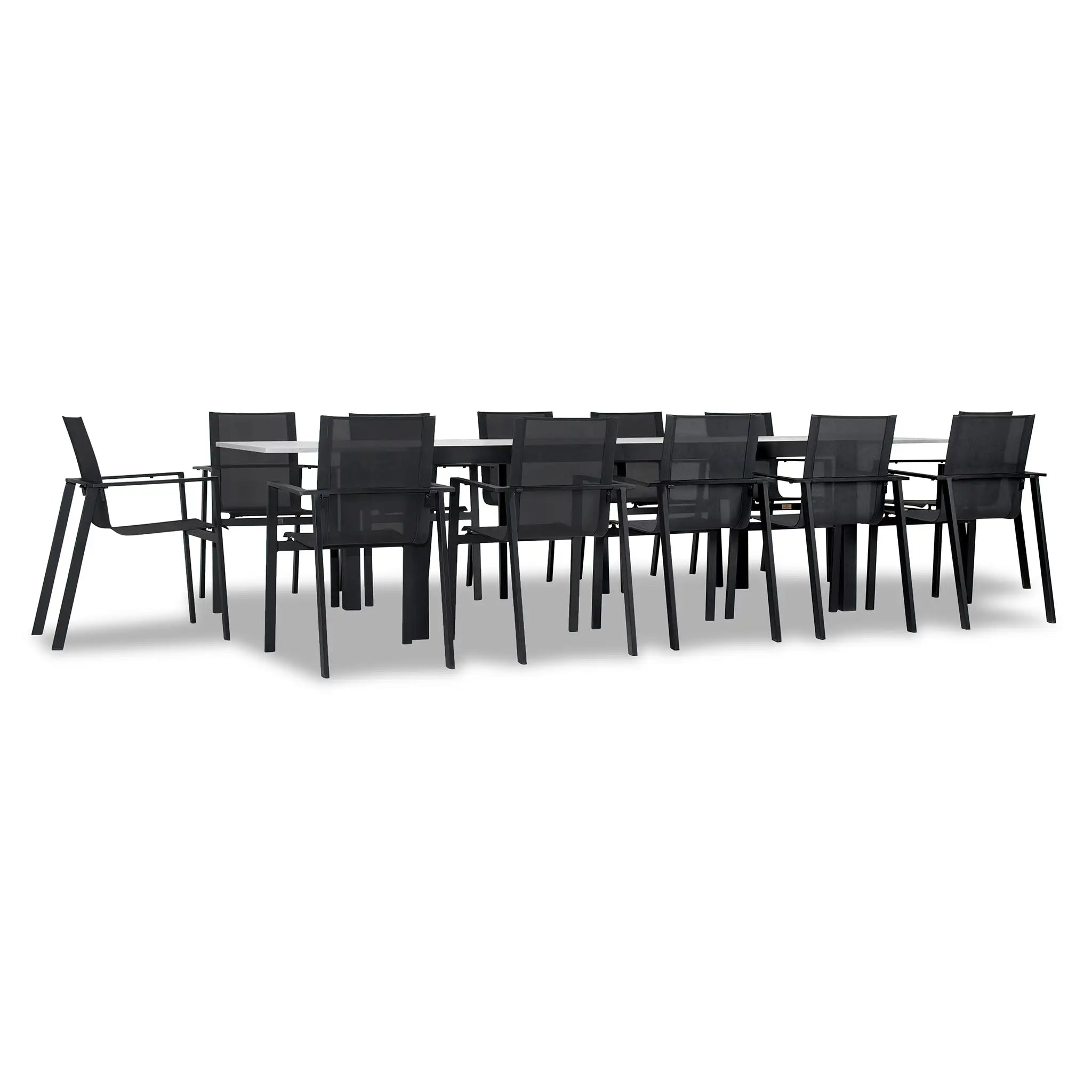 Harmonia Living Lift 13 Piece Aluminum Extendable Dining Set - Black/Black/Concrete 2