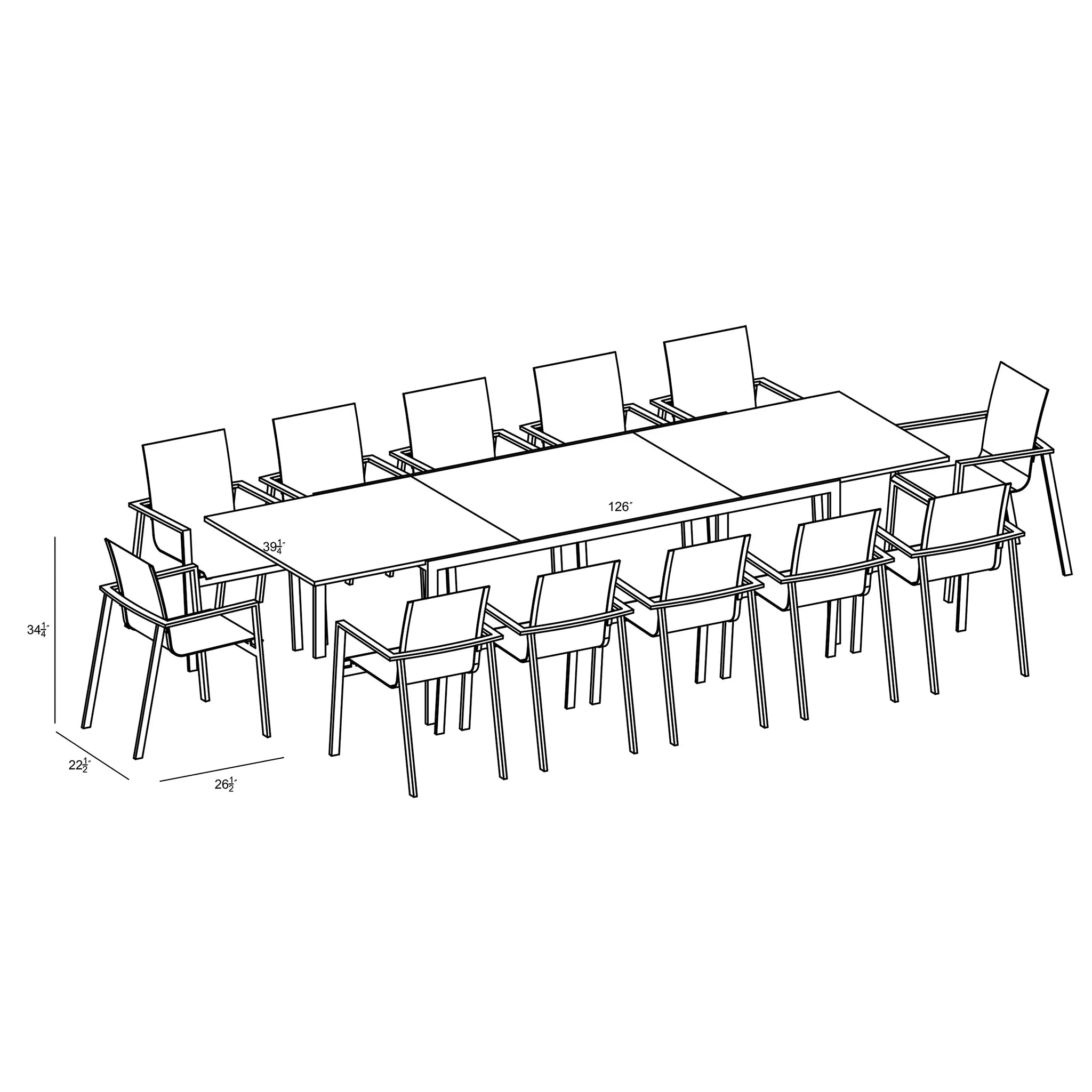 Harmonia Living Lift 13 Piece Aluminum Extendable Dining Set - Black/Black/Concrete 6