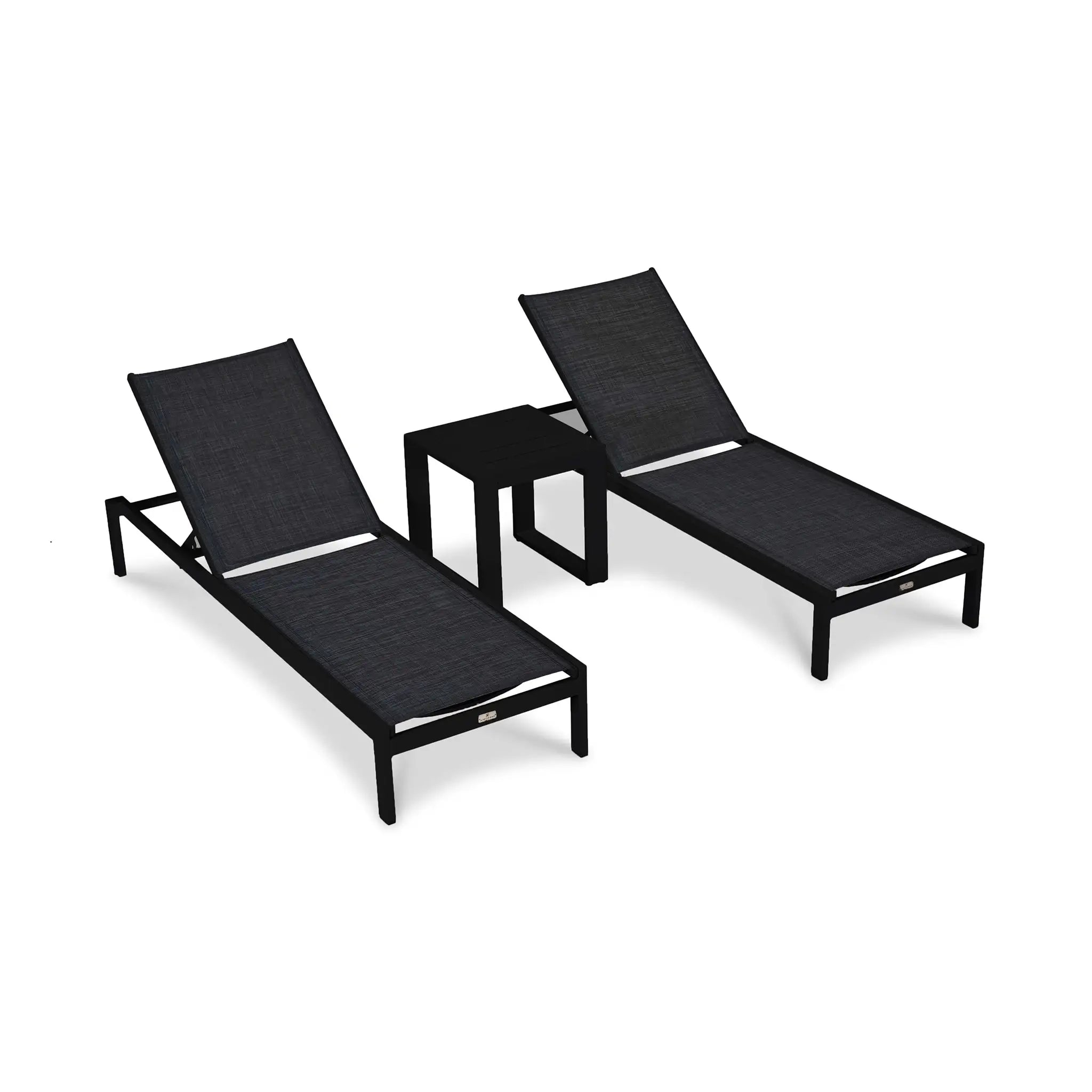 Harmonia Living Lift 3 Piece Aluminum Chaise Lounge Set - Black/Black 2