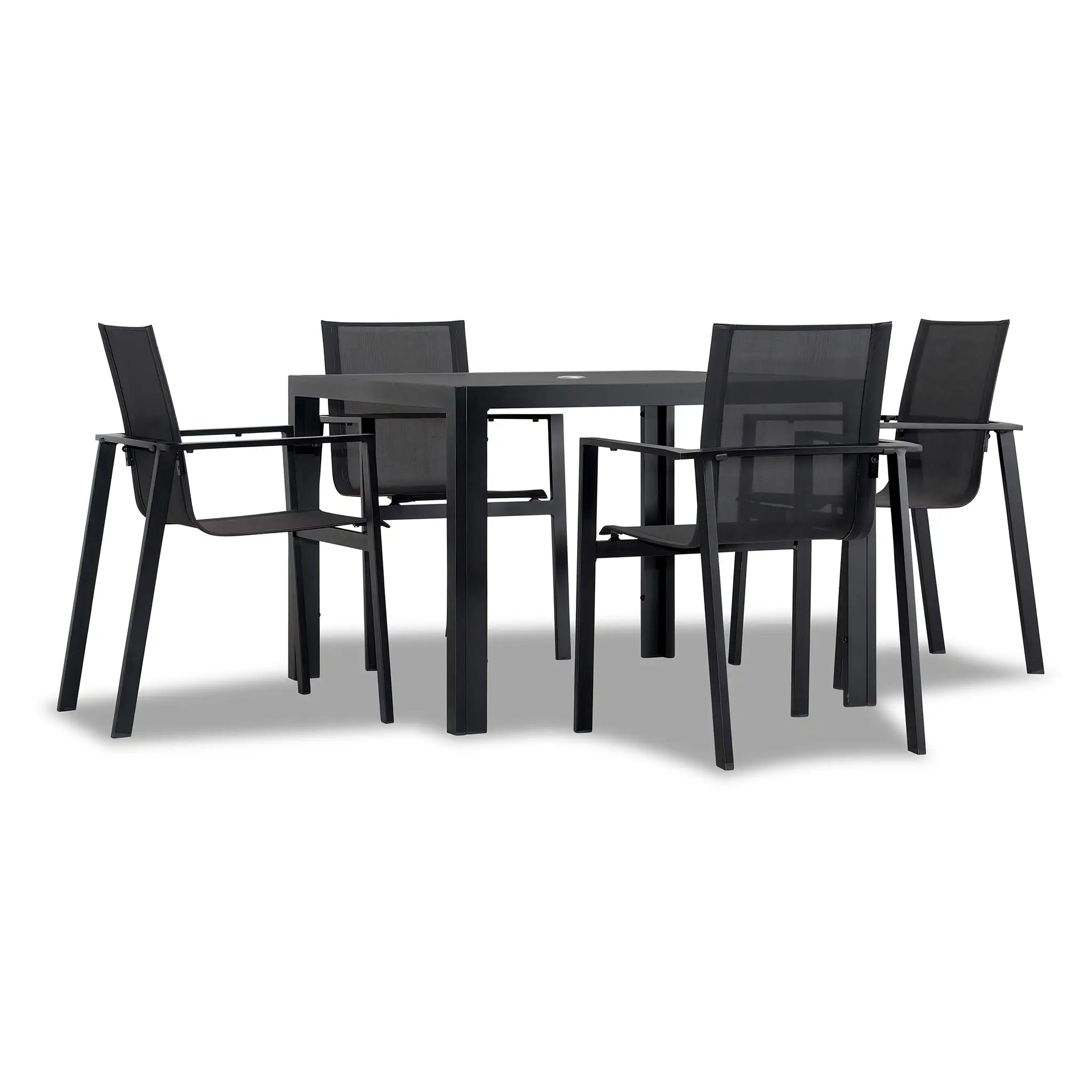 Harmonia Living Lift 5 Piece Aluminum Dining Set - Black/Black 2