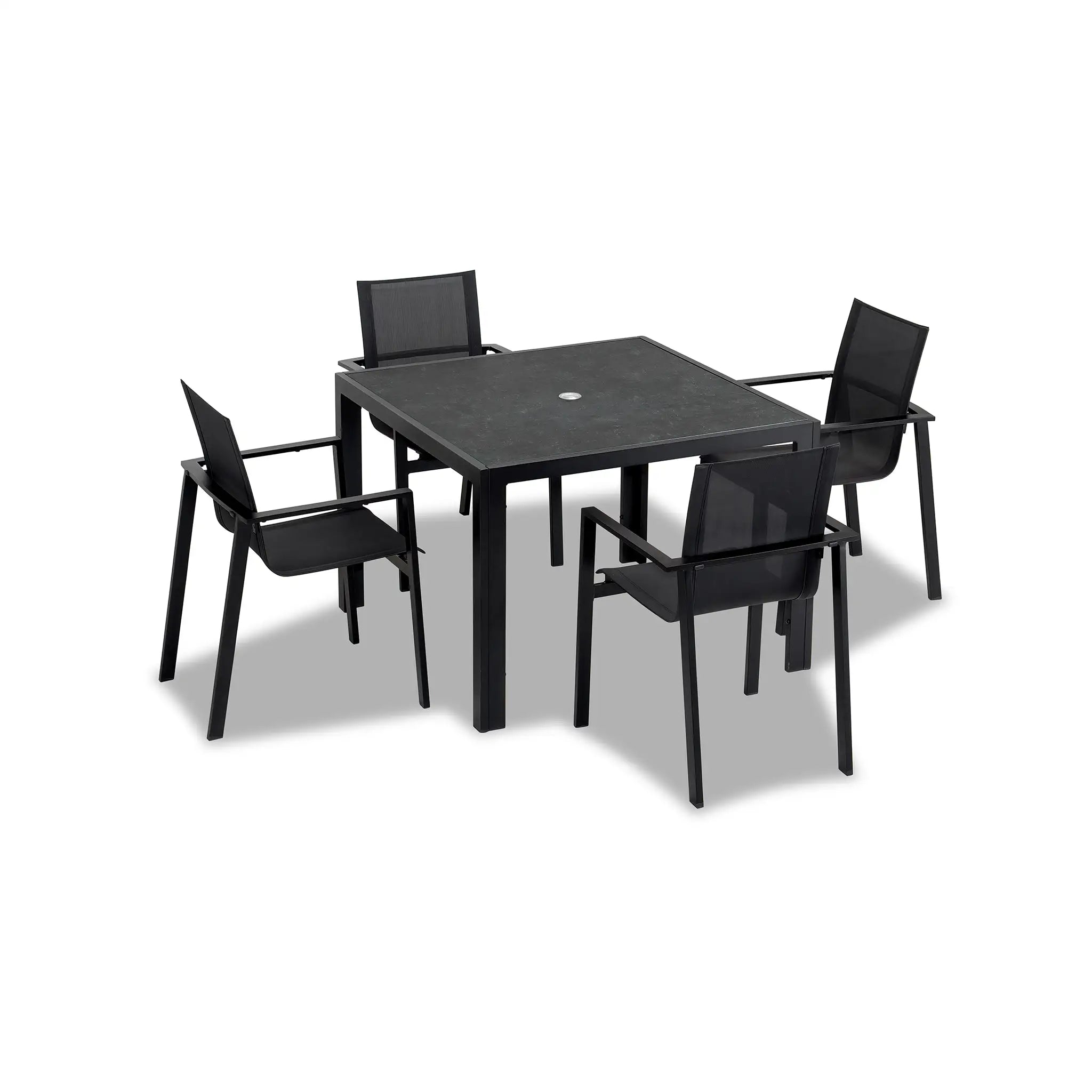 Harmonia Living Lift 5 Piece Aluminum Dining Set - Black/Black 3
