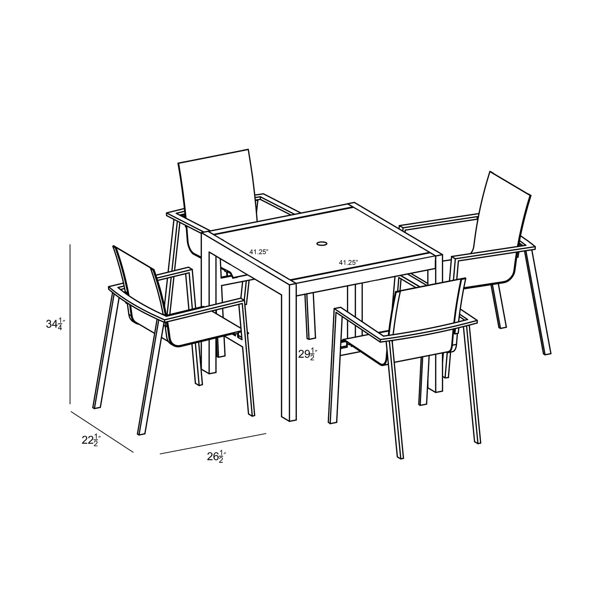 Harmonia Living Lift 5 Piece Aluminum Dining Set - Black/Black 6