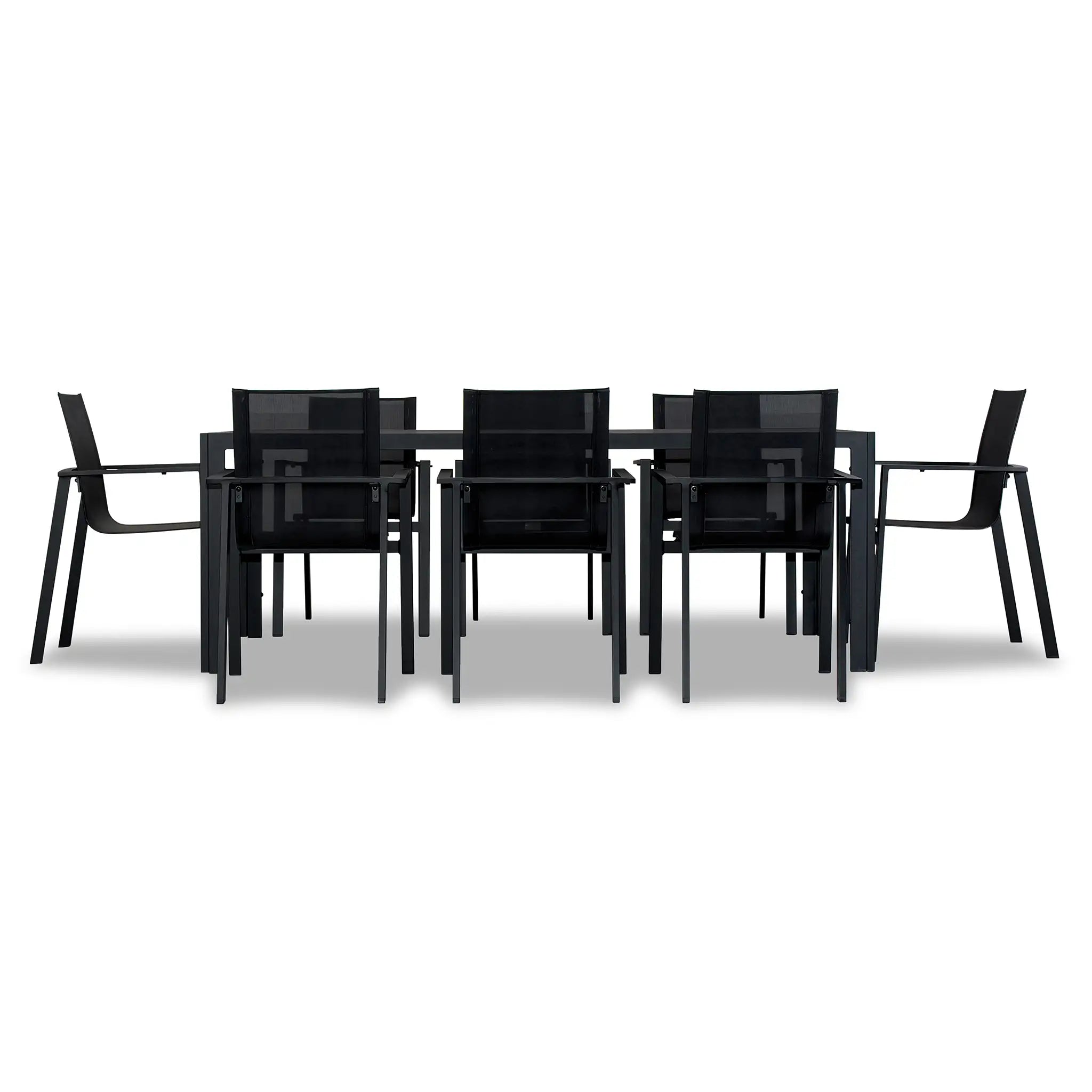 Harmonia Living Lift 9 Piece Aluminum Dining Set - Black/Black 1