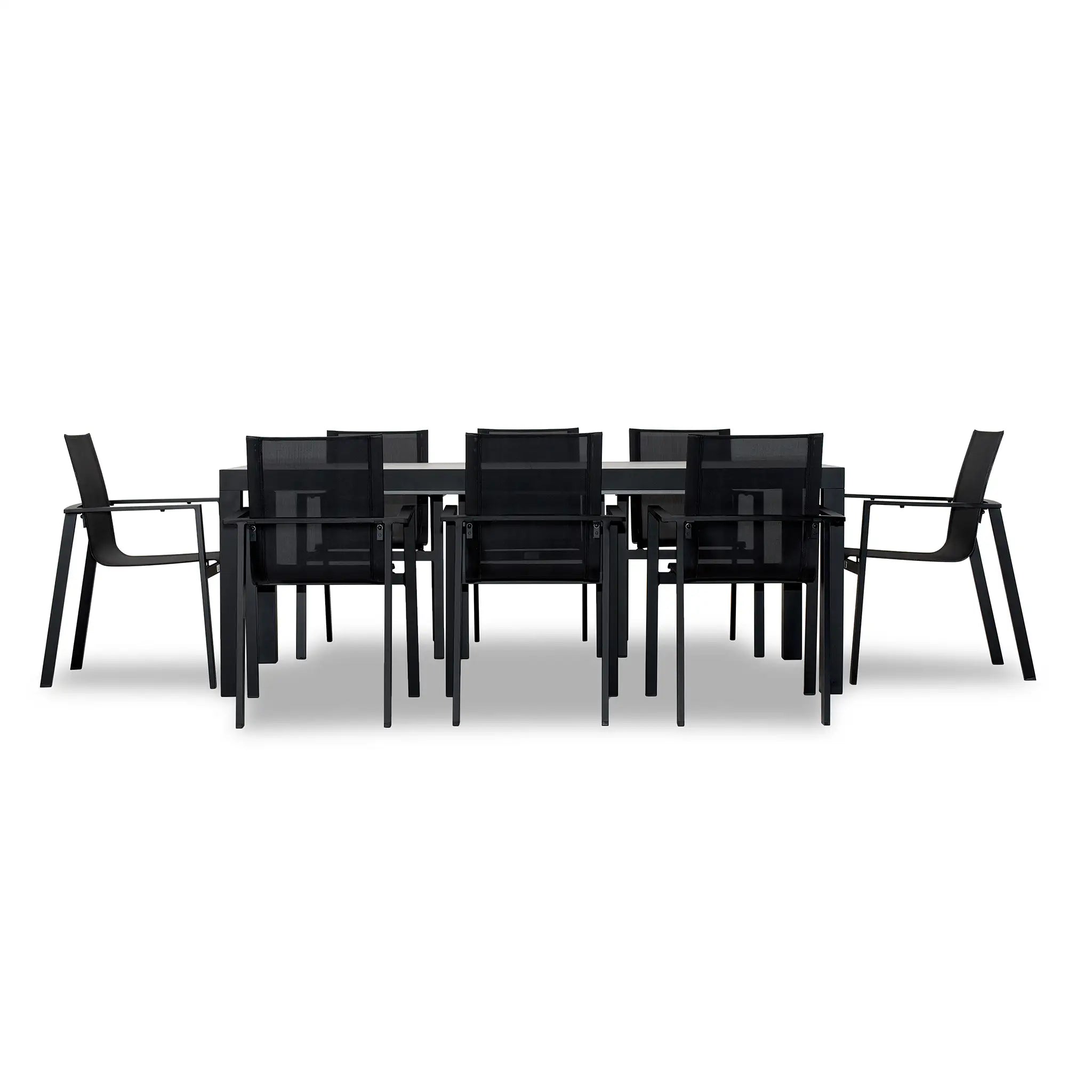 Harmonia Living Lift 9 Piece Aluminum Extendable Dining Set - Black/Black/Concrete 1