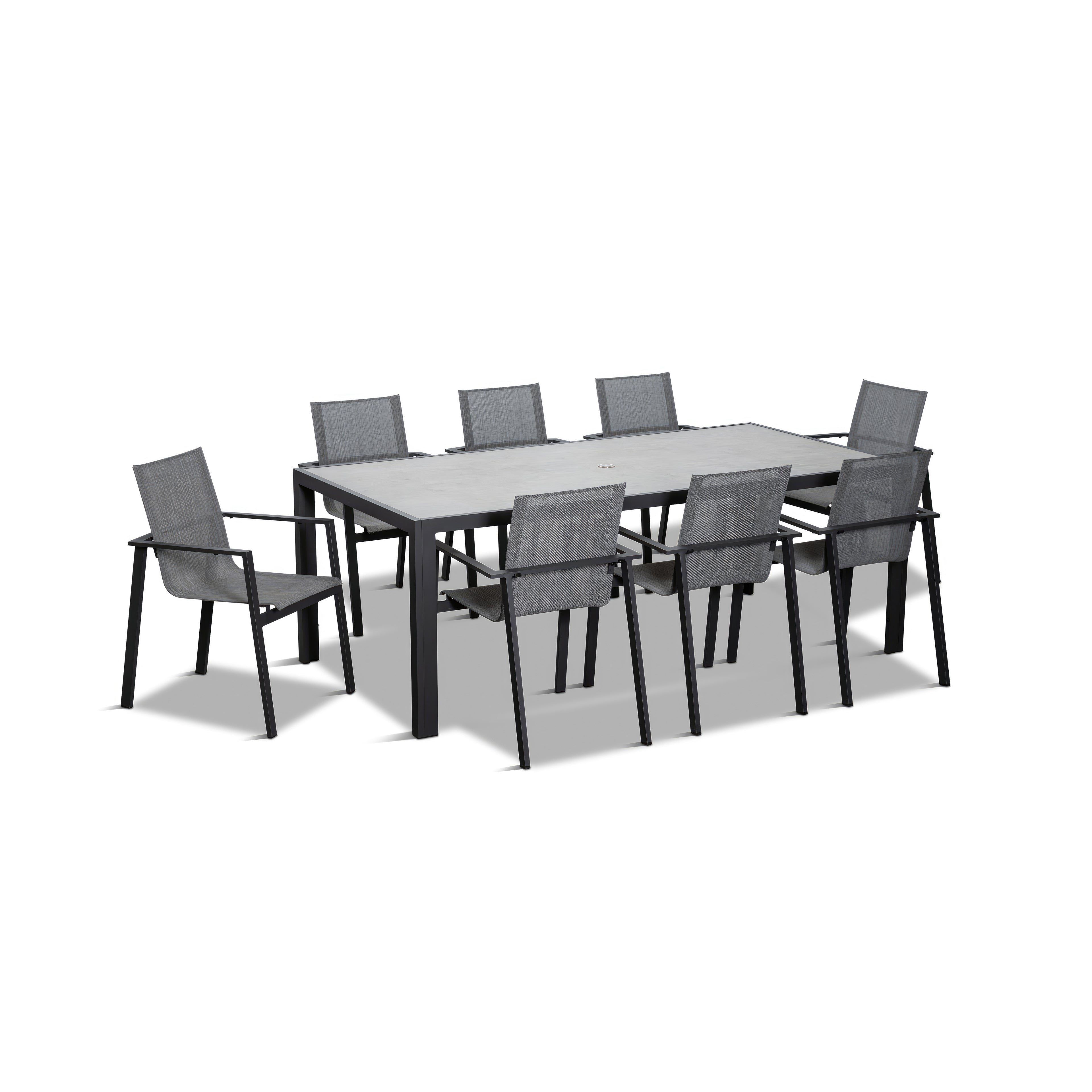Lift 9 Piece Aluminum Dining Set#Finish_Slate