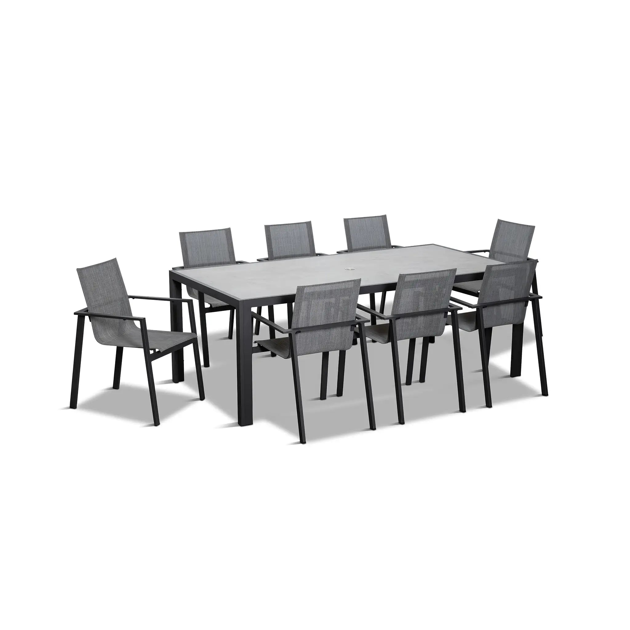 Harmonia Living Lift 9 Piece Aluminum Dining Set - Slate 2