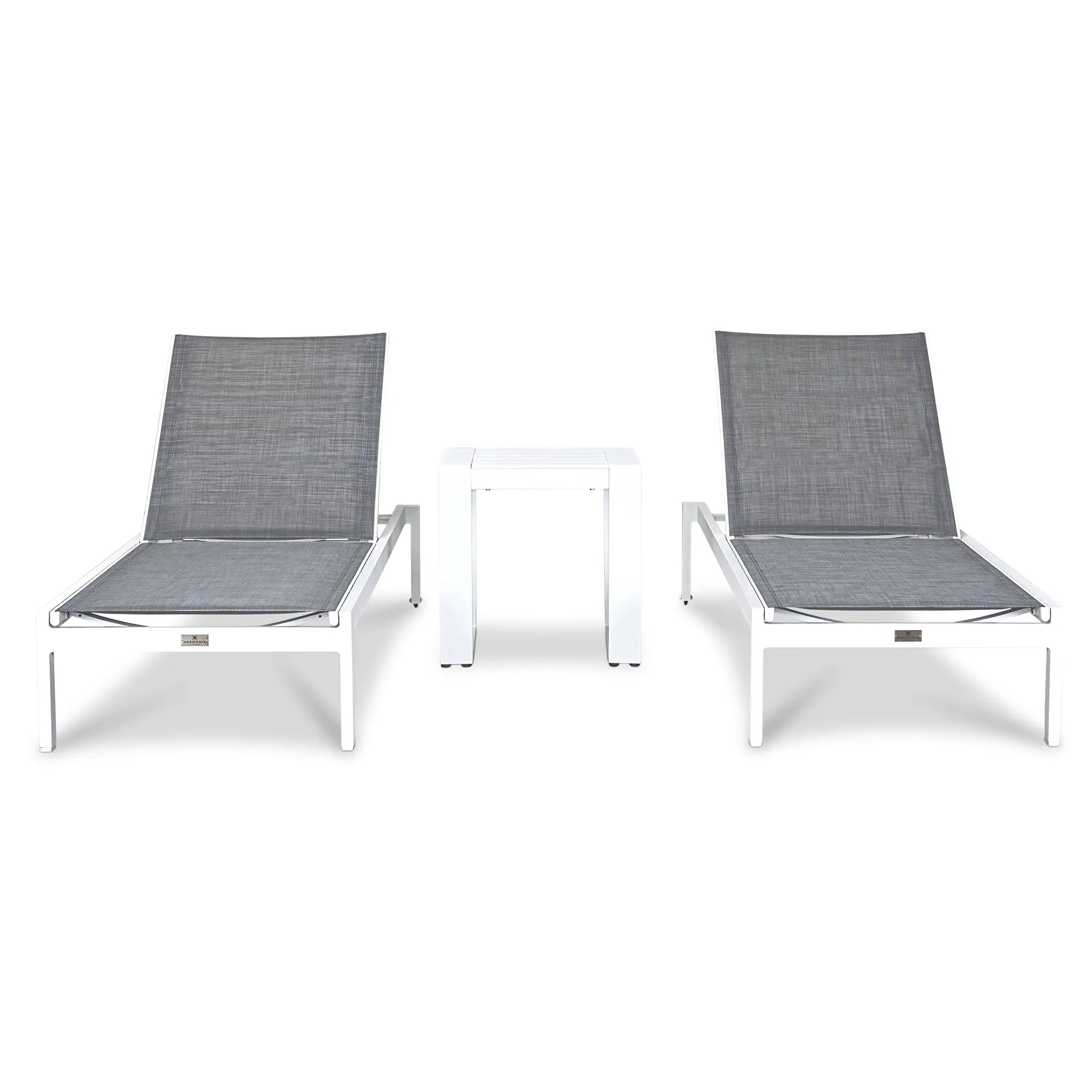 Harmonia Living Lift 3 Piece Aluminum Chaise Lounge Set - White 1