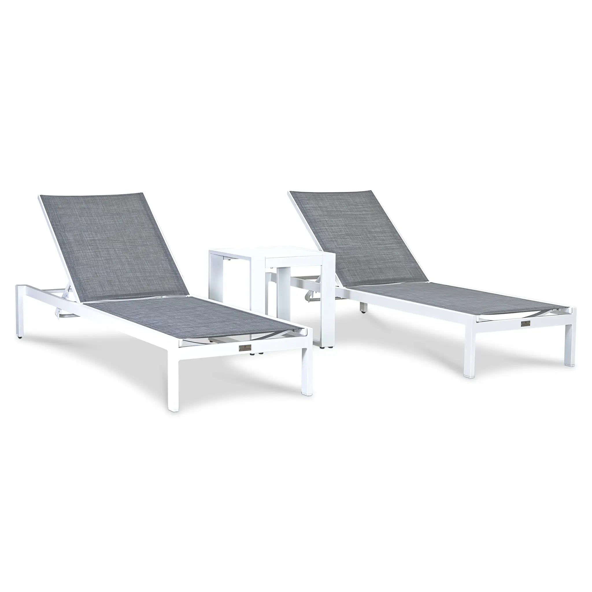 Harmonia Living Lift 3 Piece Aluminum Chaise Lounge Set - White 2