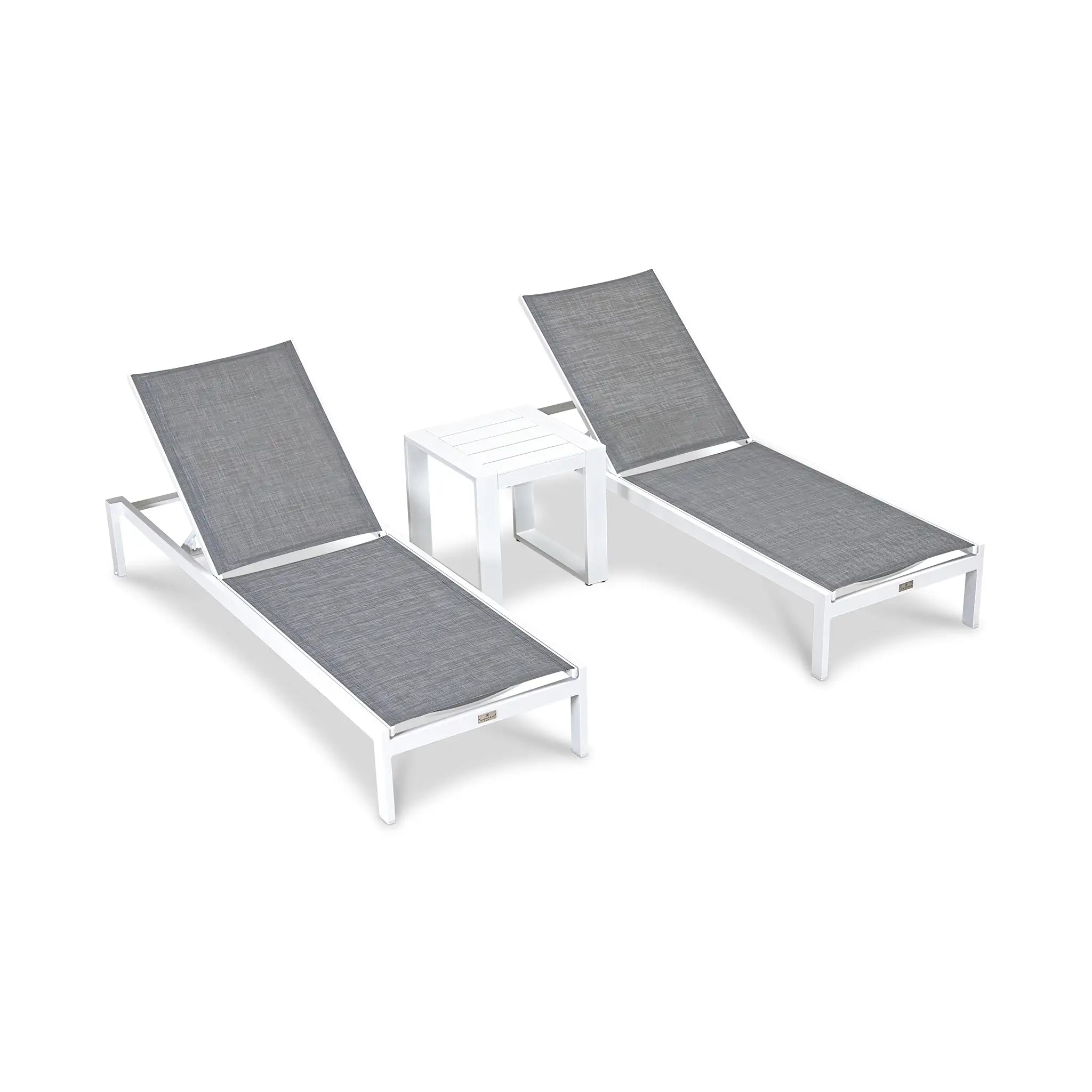 Harmonia Living Lift 3 Piece Aluminum Chaise Lounge Set - White 3