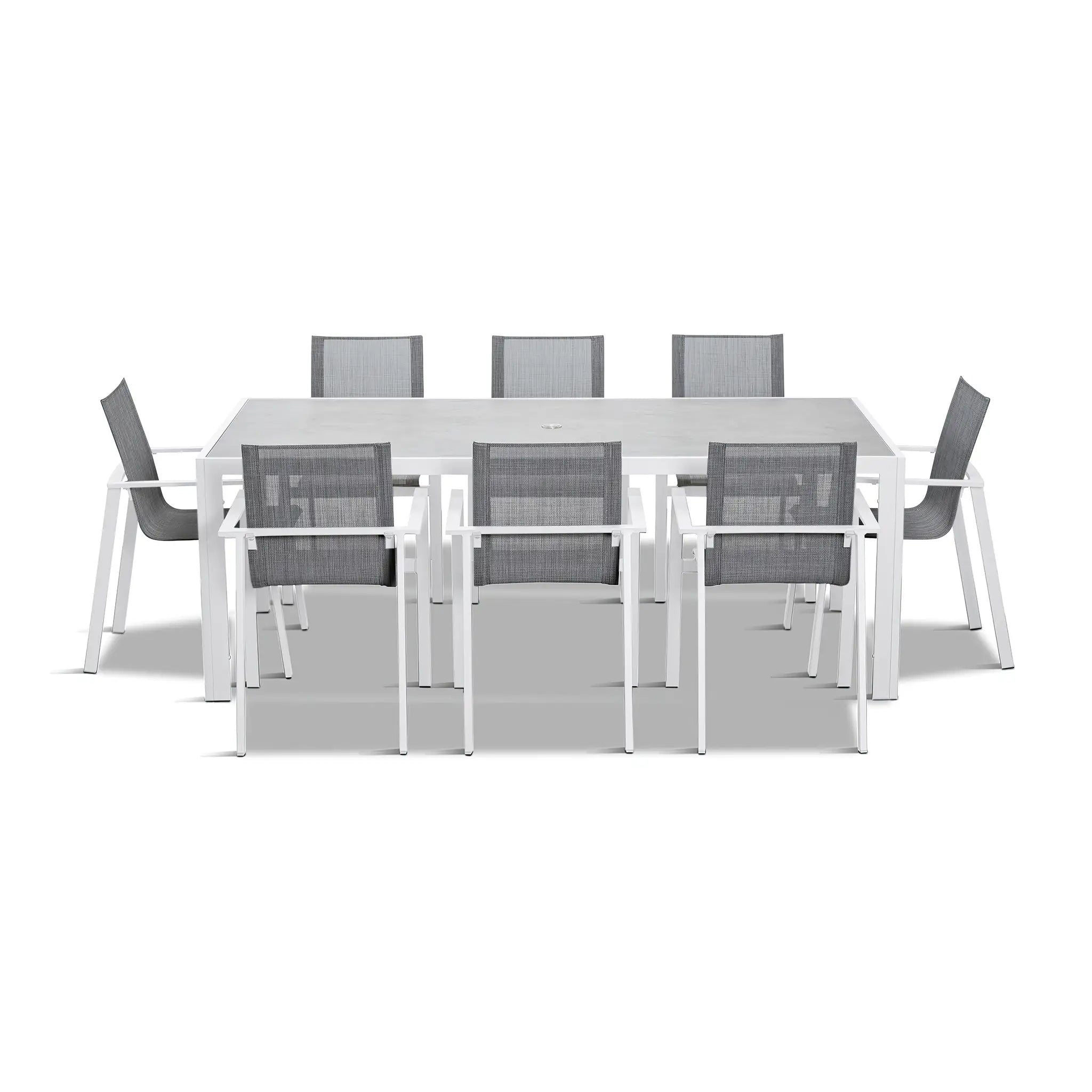Harmonia Living Lift 9 Piece Aluminum Dining Set - White 1