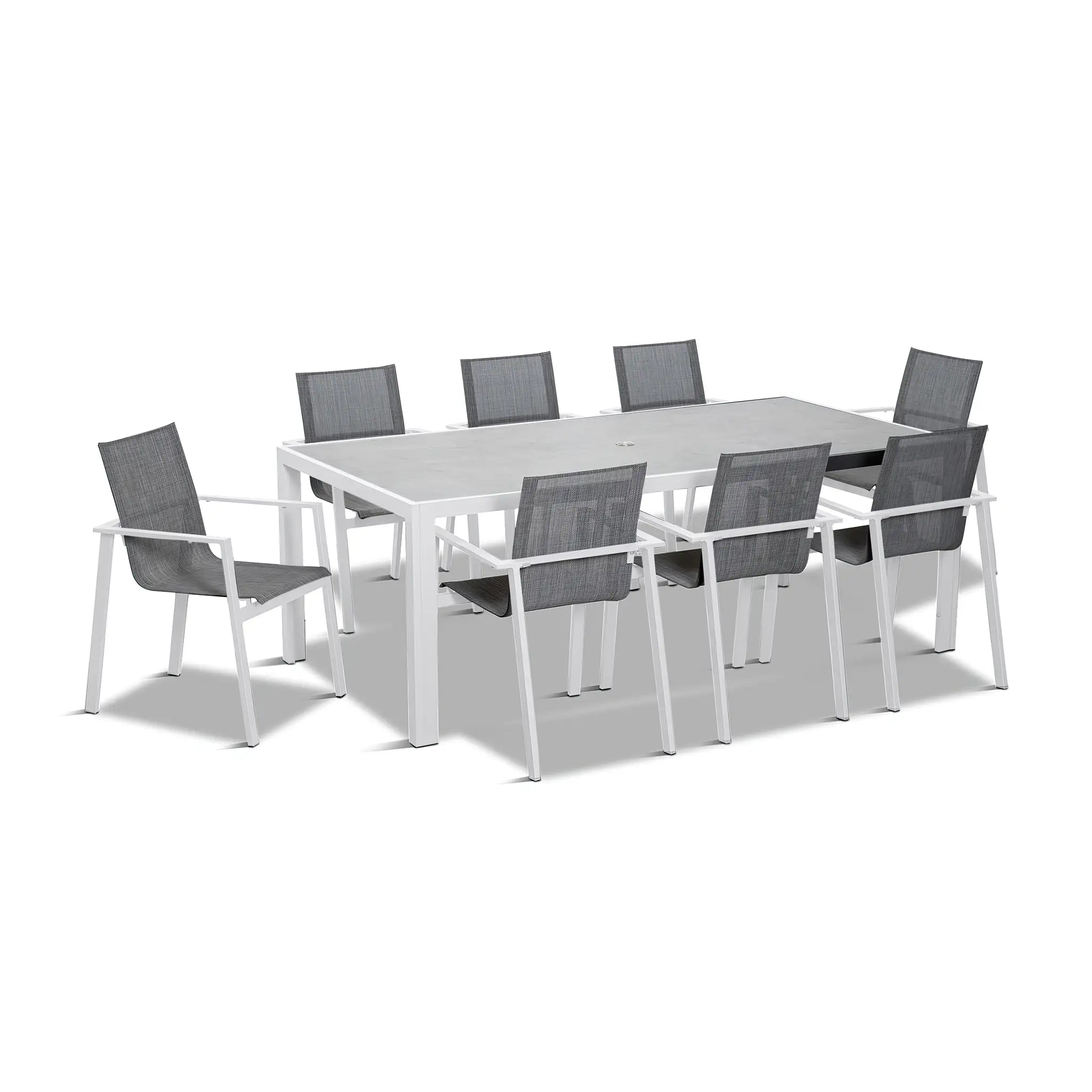 Harmonia Living Lift 9 Piece Aluminum Dining Set - White 2
