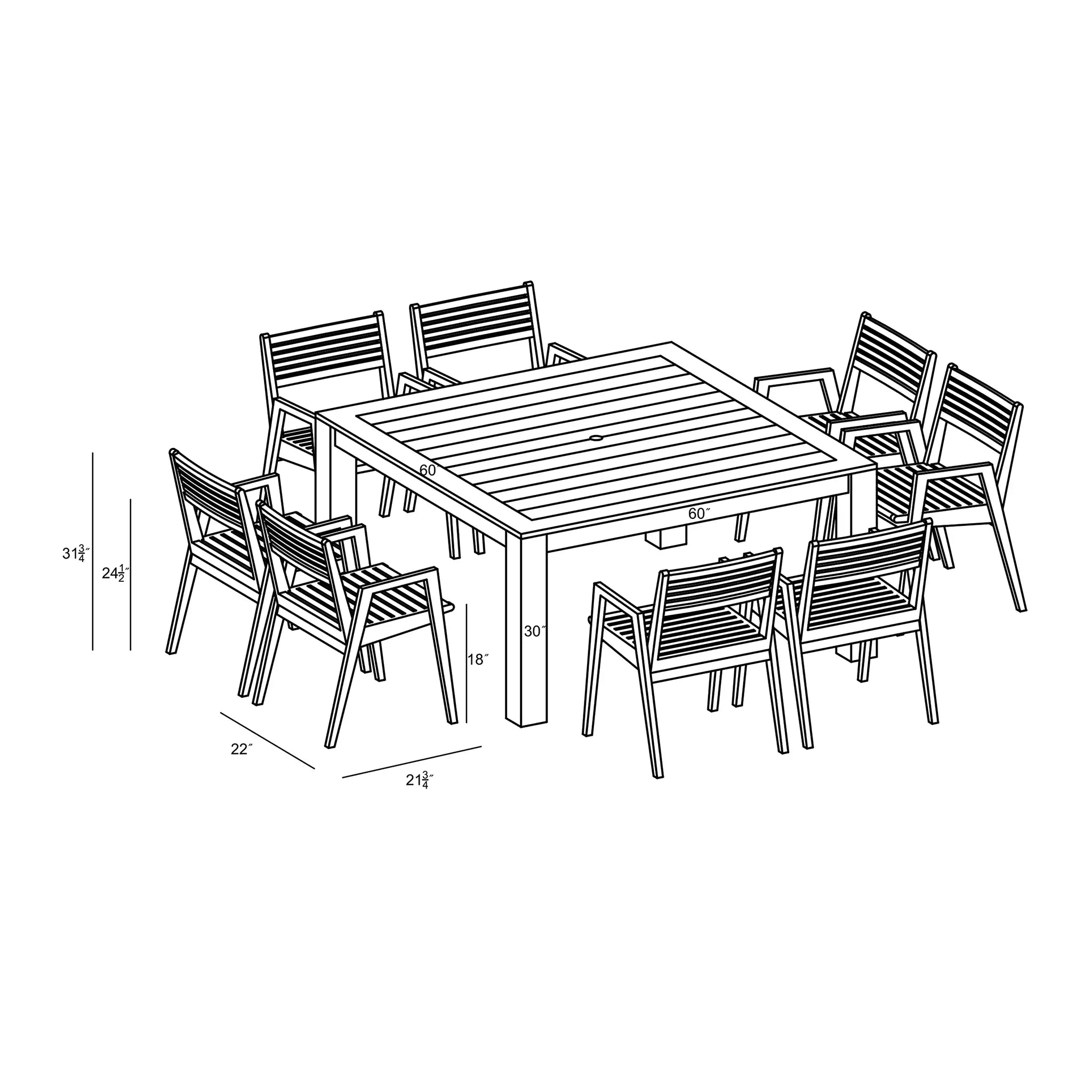 Harmonia Living Link 9 Piece Square Dining Set 52