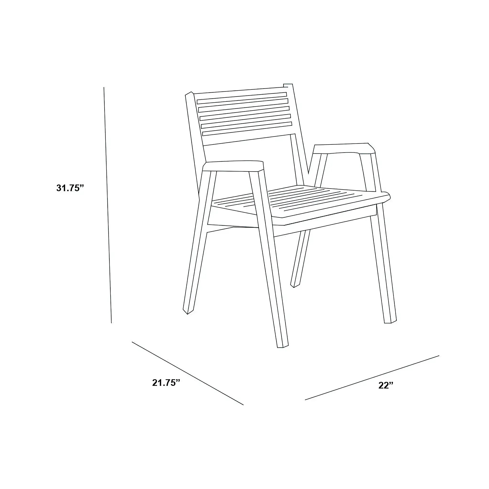 Harmonia Living Link Teak Dining Arm Chair 45