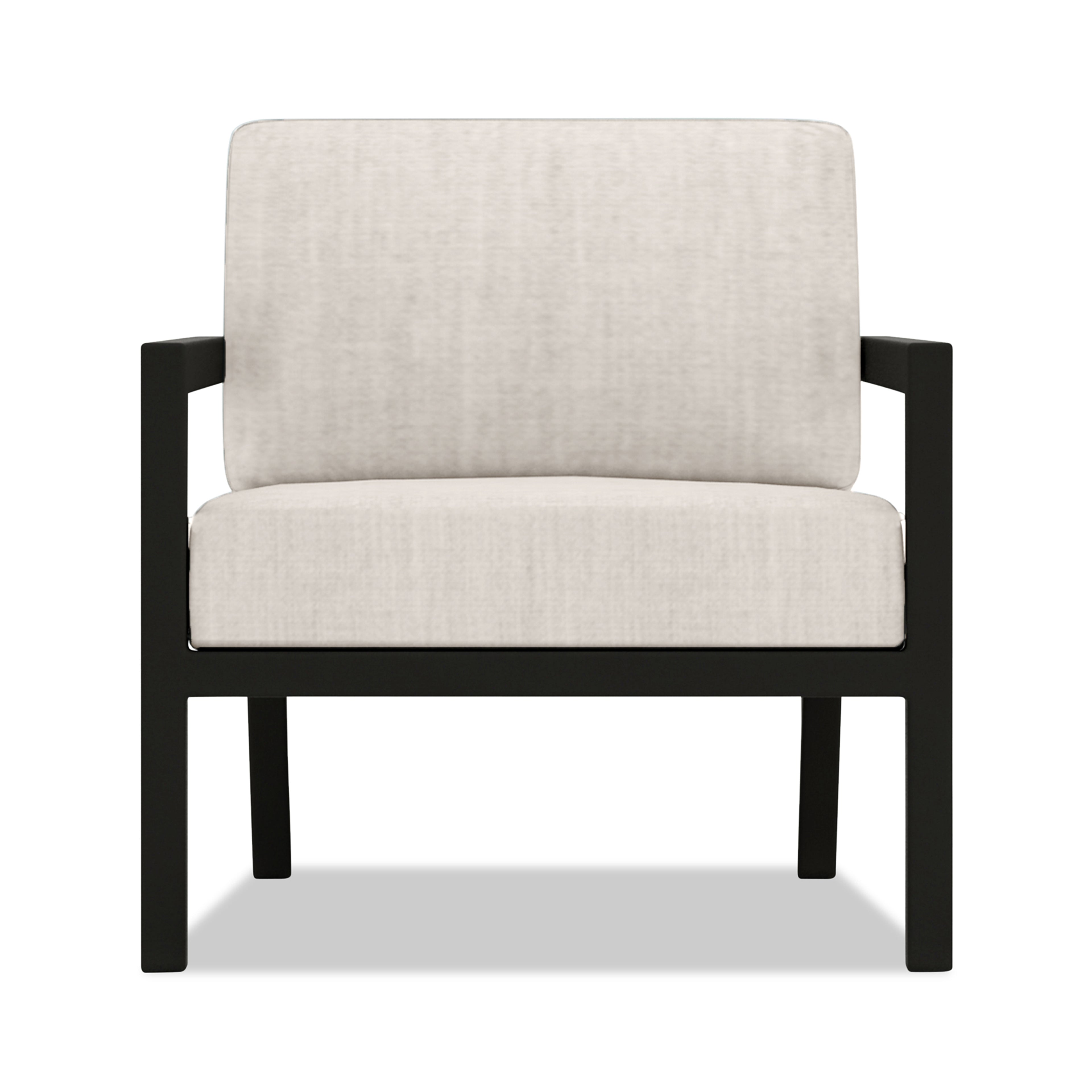 Pacifica 3 Piece Aluminum Loveseat Set#Finish_Black#Fabric_Cast Silver