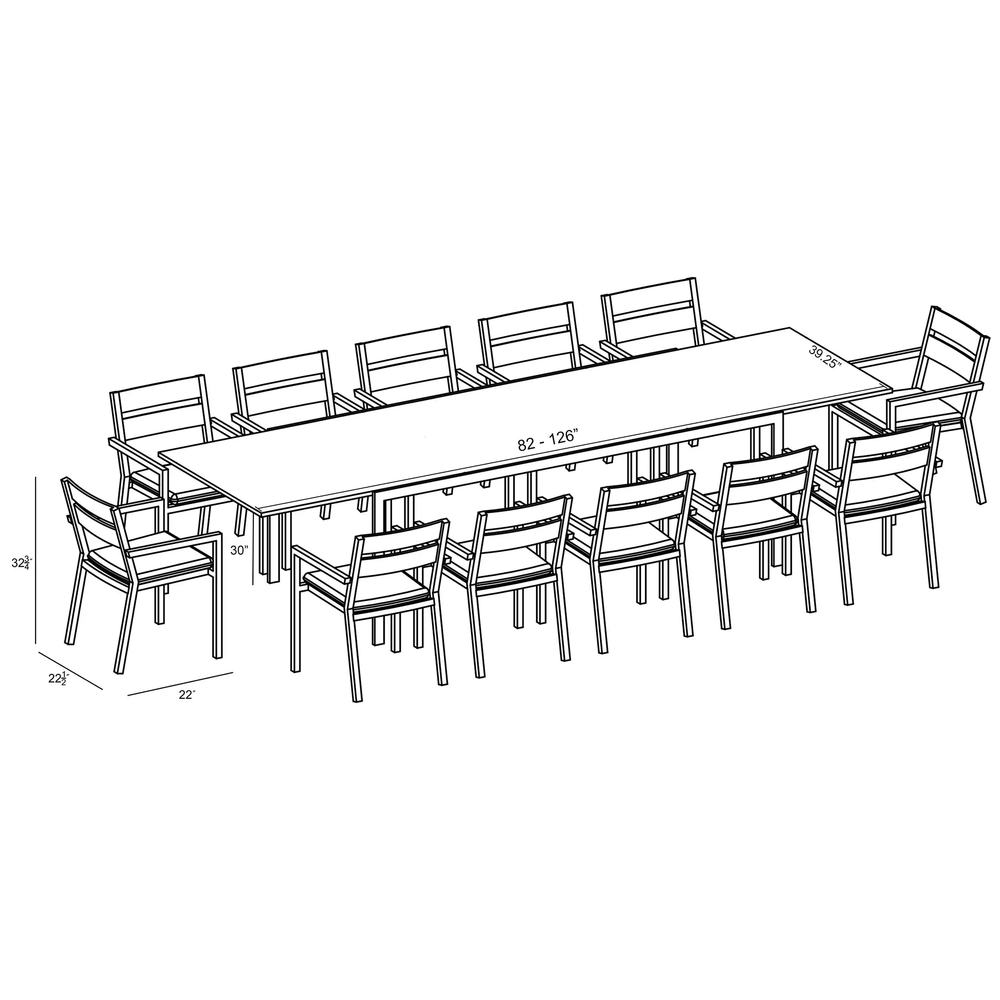 Harmonia Living Pacifica 13 Piece Aluminum Extendable Dining Set - Slate 52