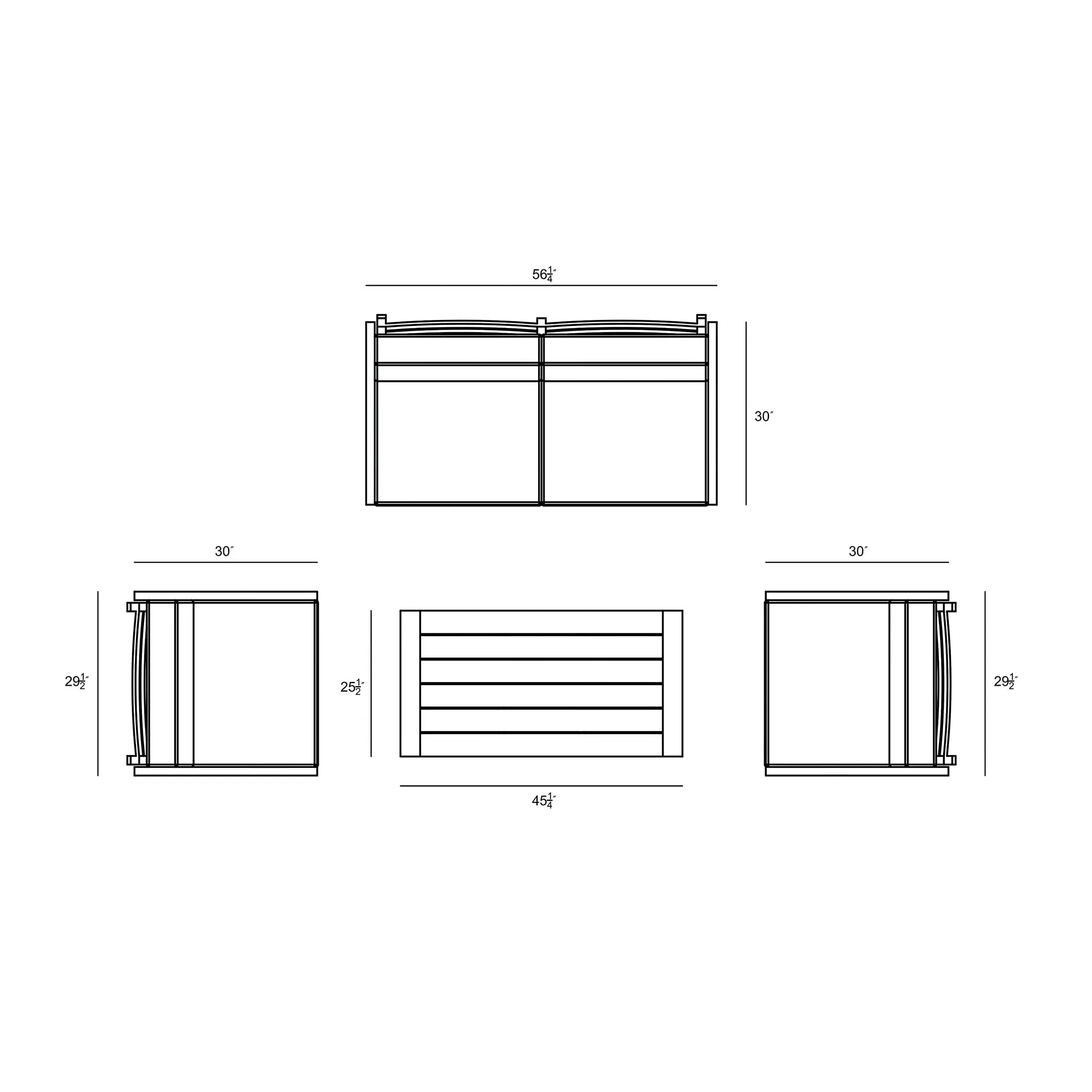 Harmonia Living Pacifica 4 Piece Aluminum Sofa Set - Slate 50