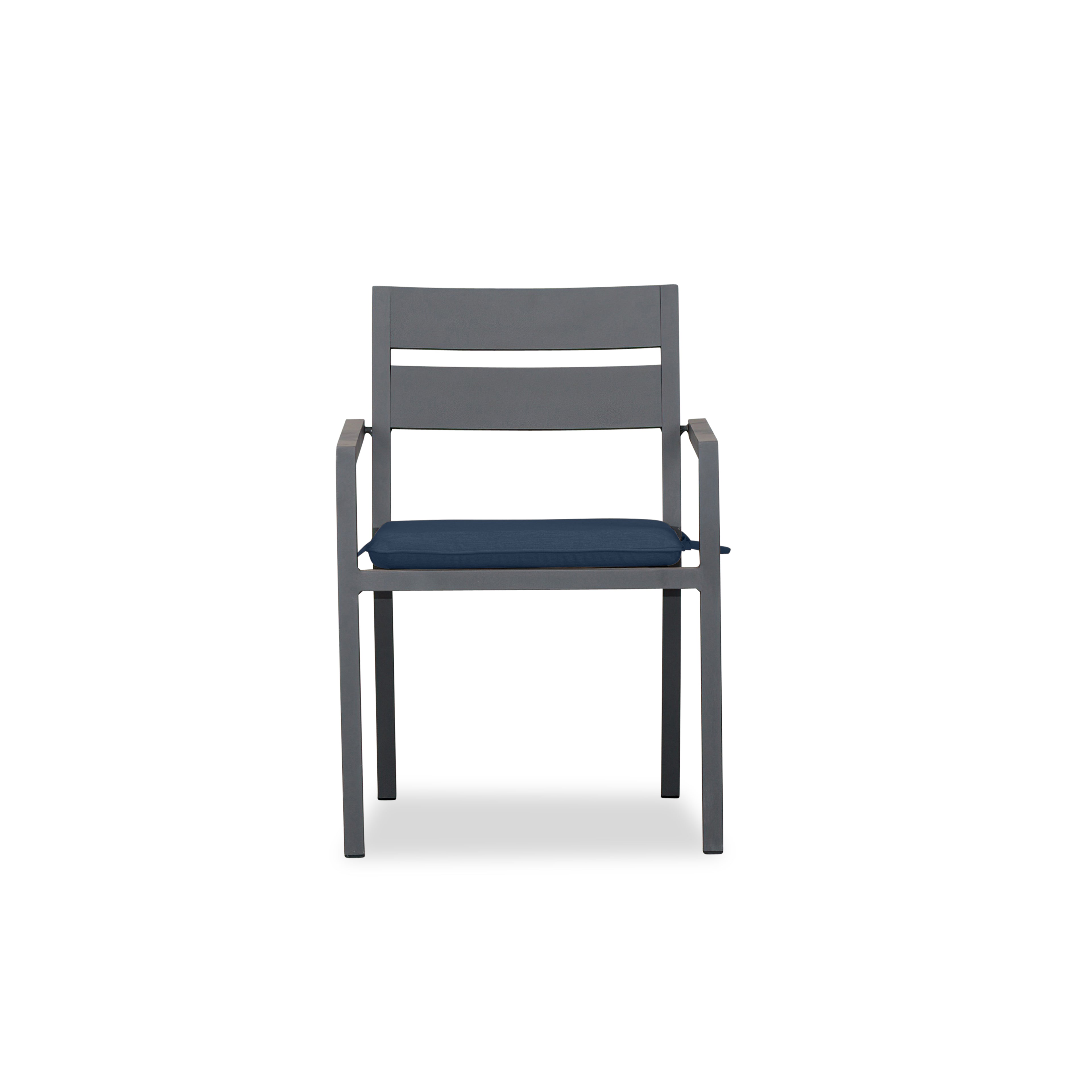 Pacifica Aluminum Dining Arm Chair#Finish_Slate#Fabric_Spectrum Indigo