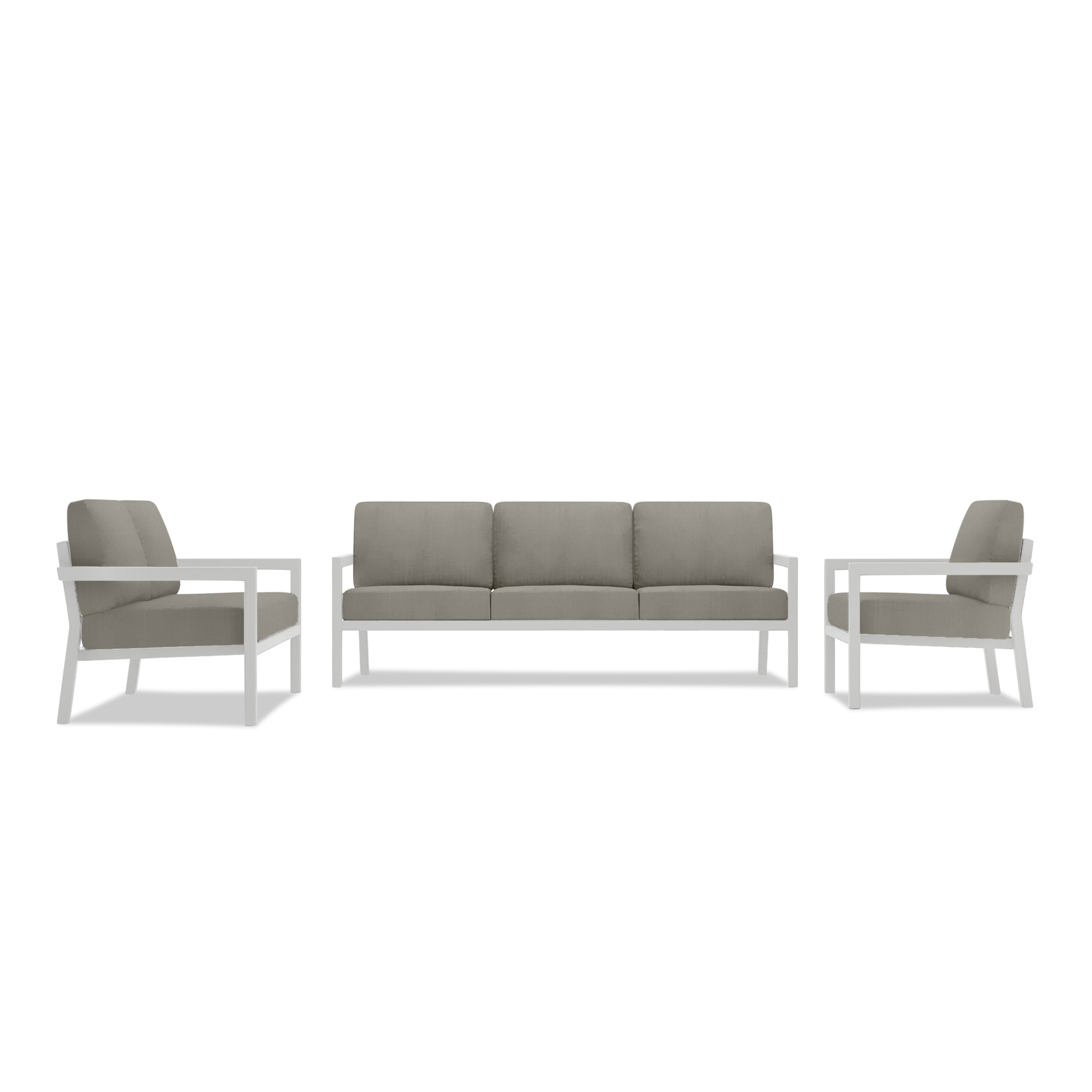 Pacifica 3 Piece Sofa Loveseat Set#Finish_White#Fabric_Canvas Charcoal