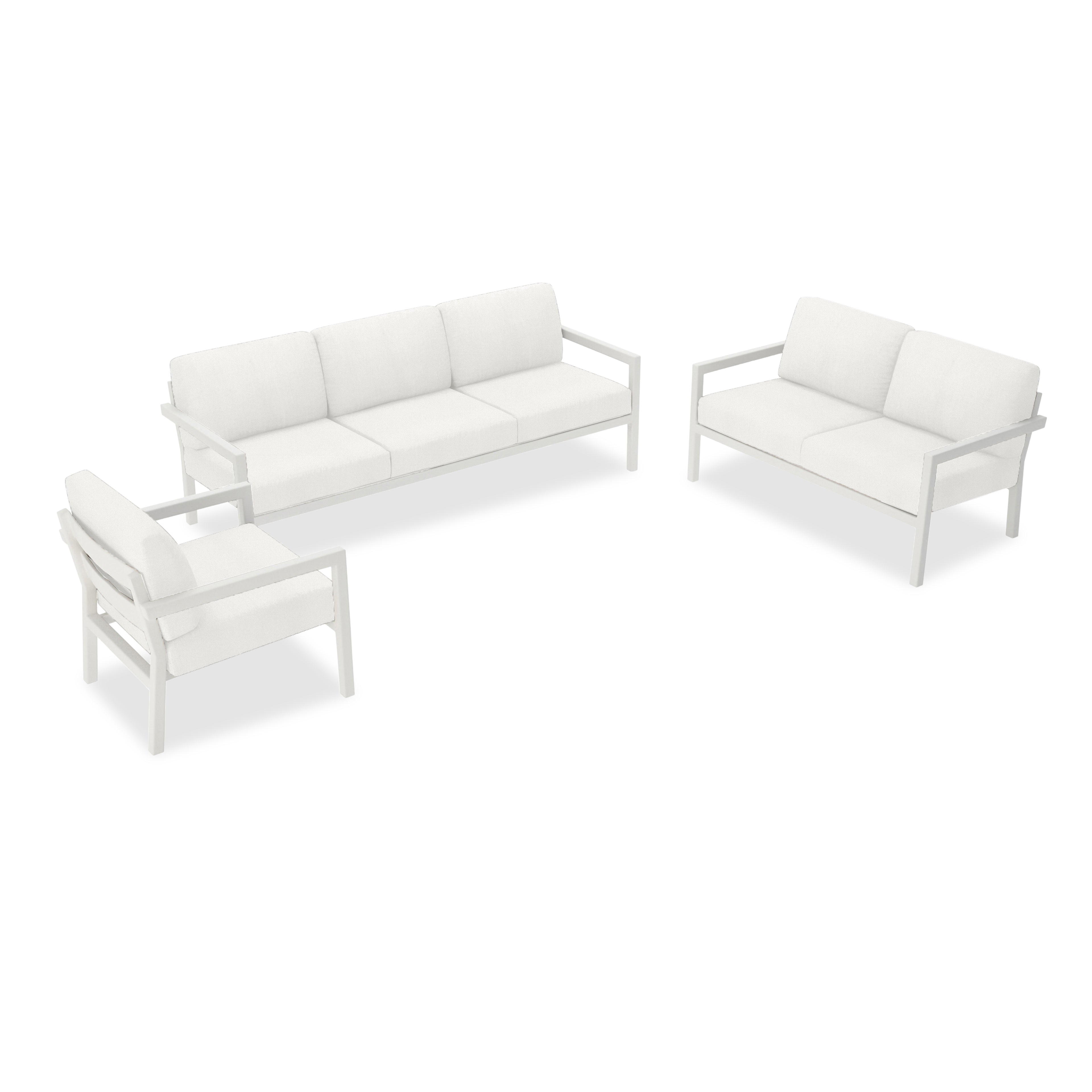 Pacifica 3 Piece Sofa Loveseat Set#Finish_White#Fabric_Canvas Natural