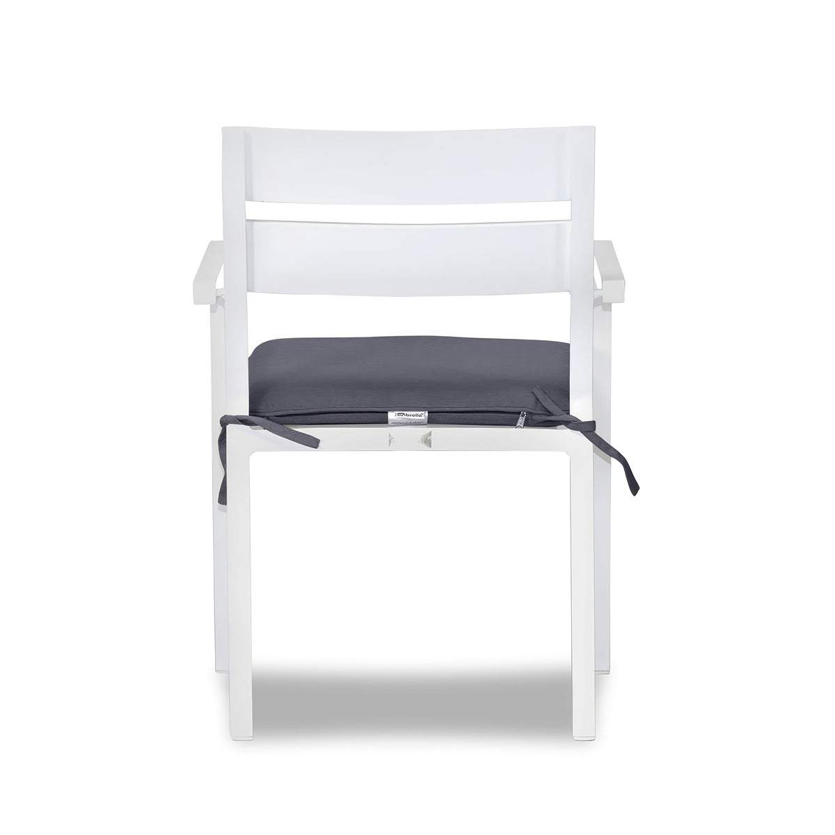 Pacifica Aluminum Dining Arm Chair#Finish_White #Fabric_Canvas Charcoal
