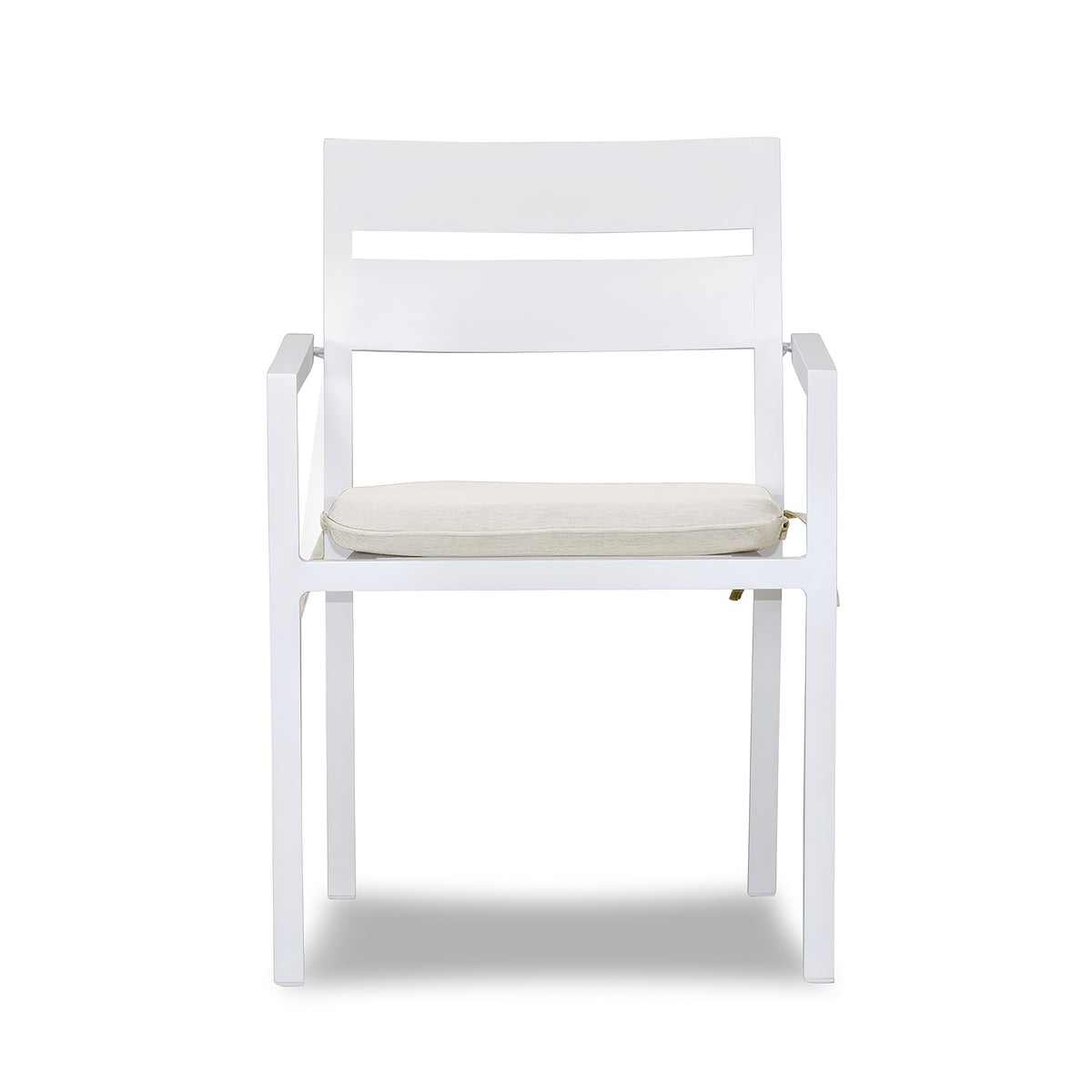 Pacifica Aluminum Dining Arm Chair#Finish_White #Fabric_Canvas Natural