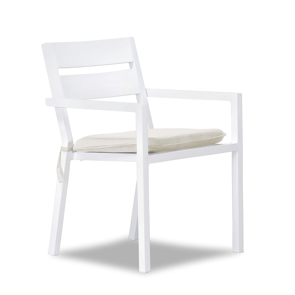Pacifica Aluminum Dining Arm Chair#Finish_White #Fabric_Canvas Natural