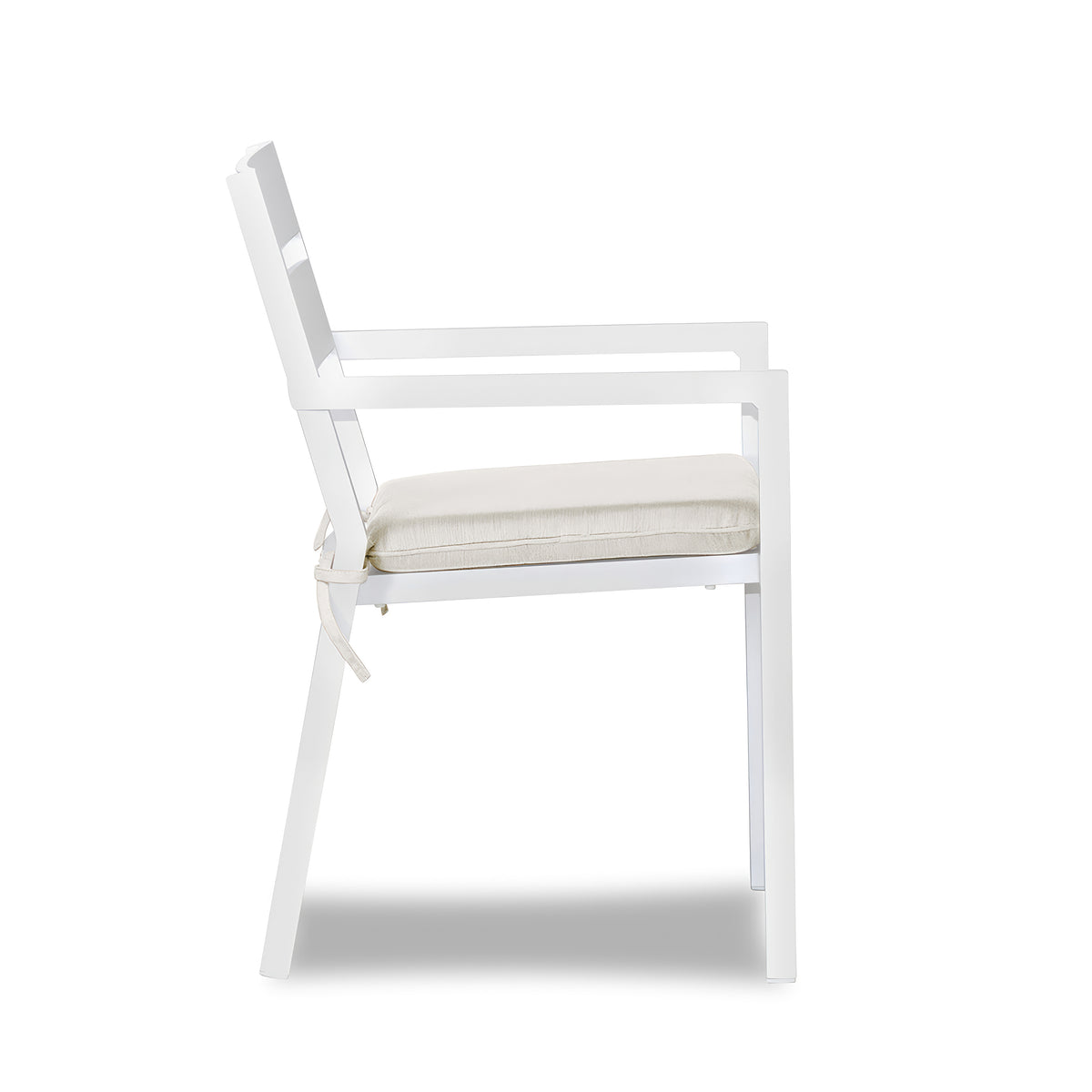 Pacifica Aluminum Dining Arm Chair#Finish_White #Fabric_Canvas Natural