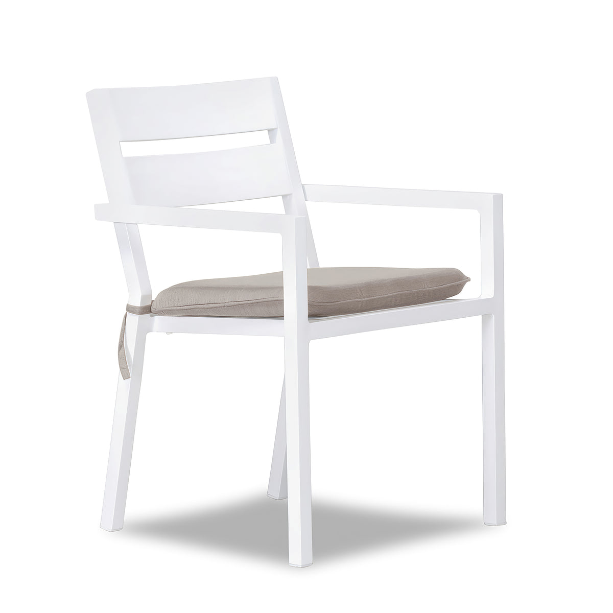 Pacifica Aluminum Dining Arm Chair#Finish_White #Fabric_Cast Silver