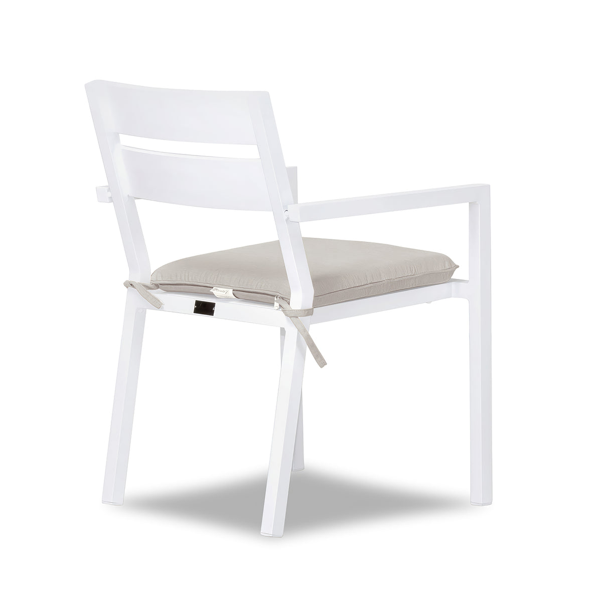 Pacifica Aluminum Dining Arm Chair#Finish_White #Fabric_Cast Silver