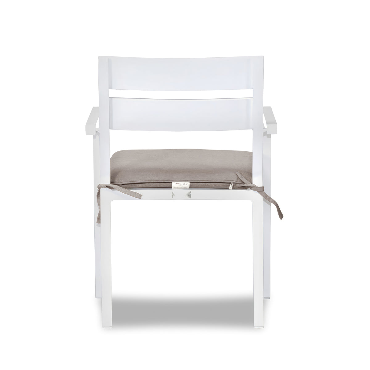 Pacifica Aluminum Dining Arm Chair#Finish_White #Fabric_Cast Silver