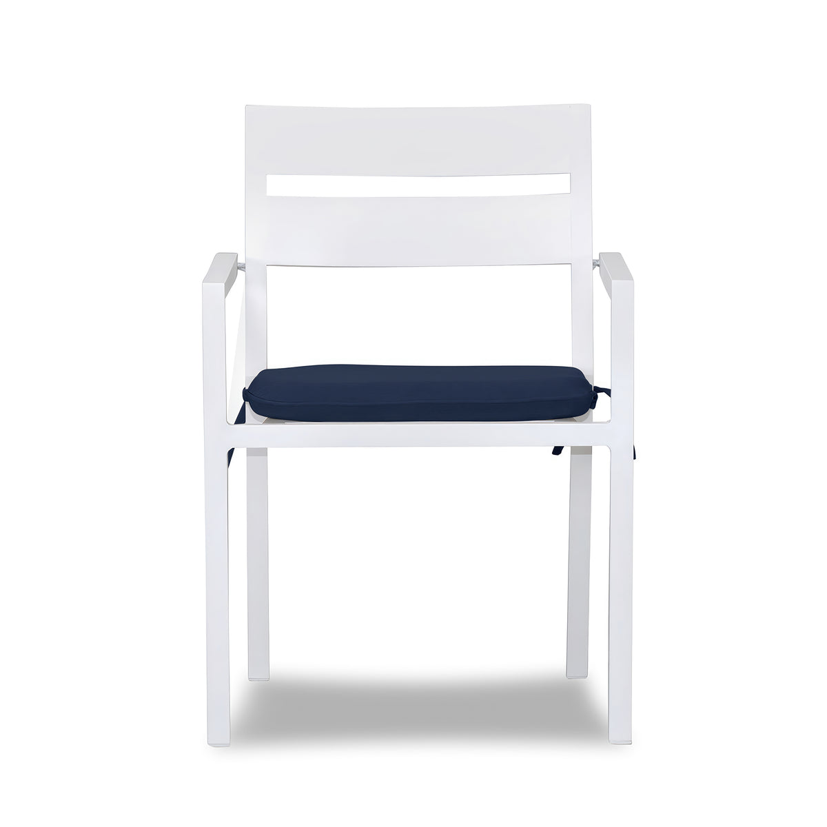 Pacifica Aluminum Dining Arm Chair#Finish_White #Fabric_Spectrum Indigo
