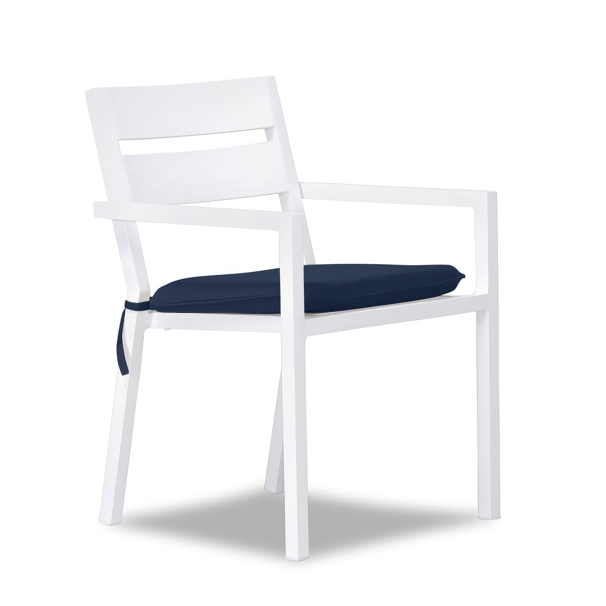 Pacifica Aluminum Dining Arm Chair#Finish_White #Fabric_Spectrum Indigo