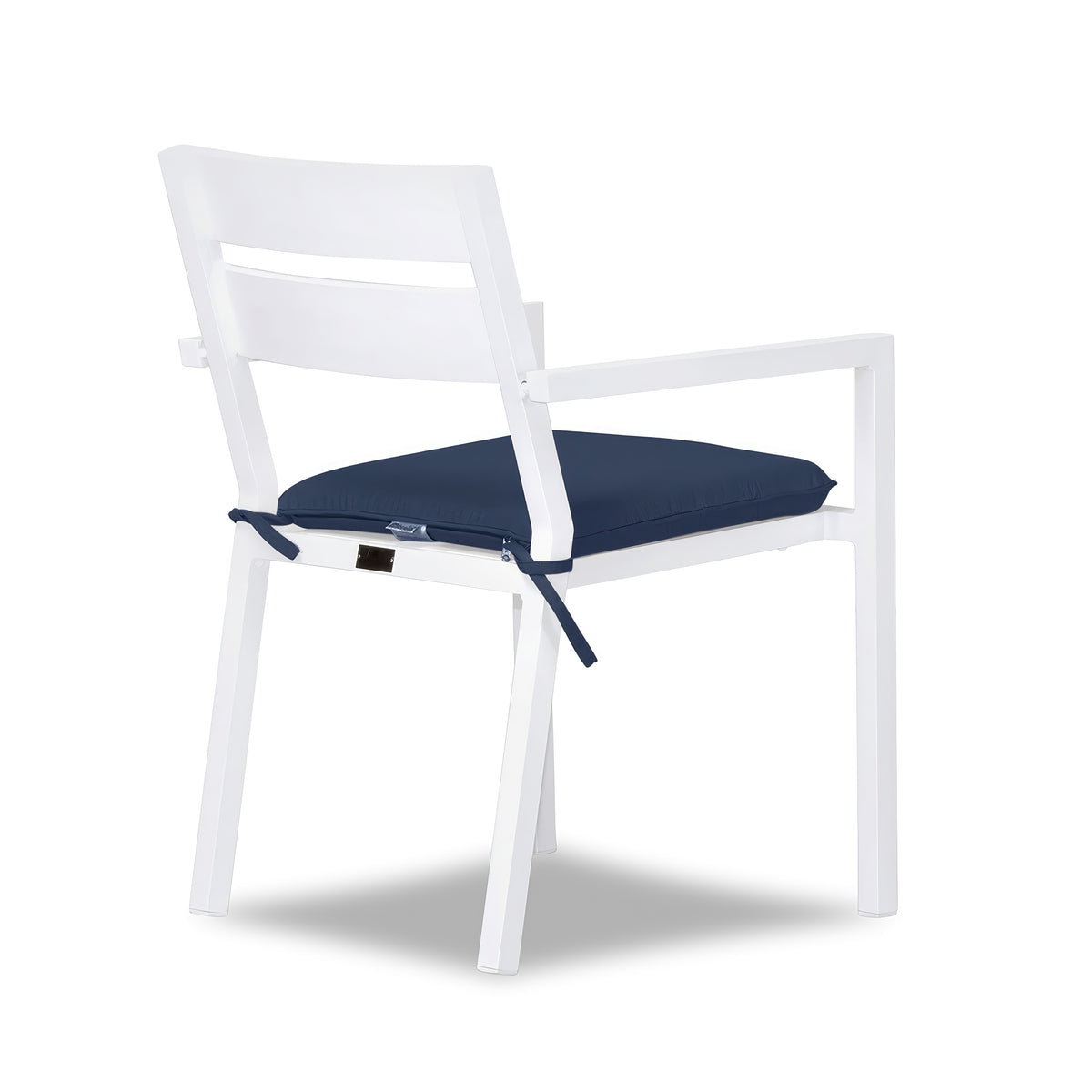 Pacifica Aluminum Dining Arm Chair#Finish_White #Fabric_Spectrum Indigo