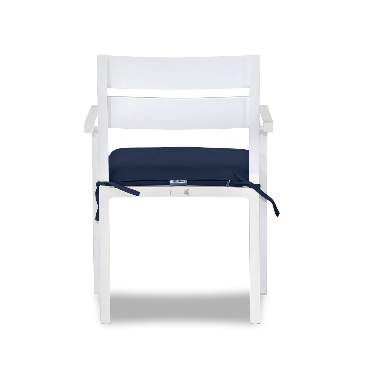 Pacifica Aluminum Dining Arm Chair#Finish_White #Fabric_Spectrum Indigo