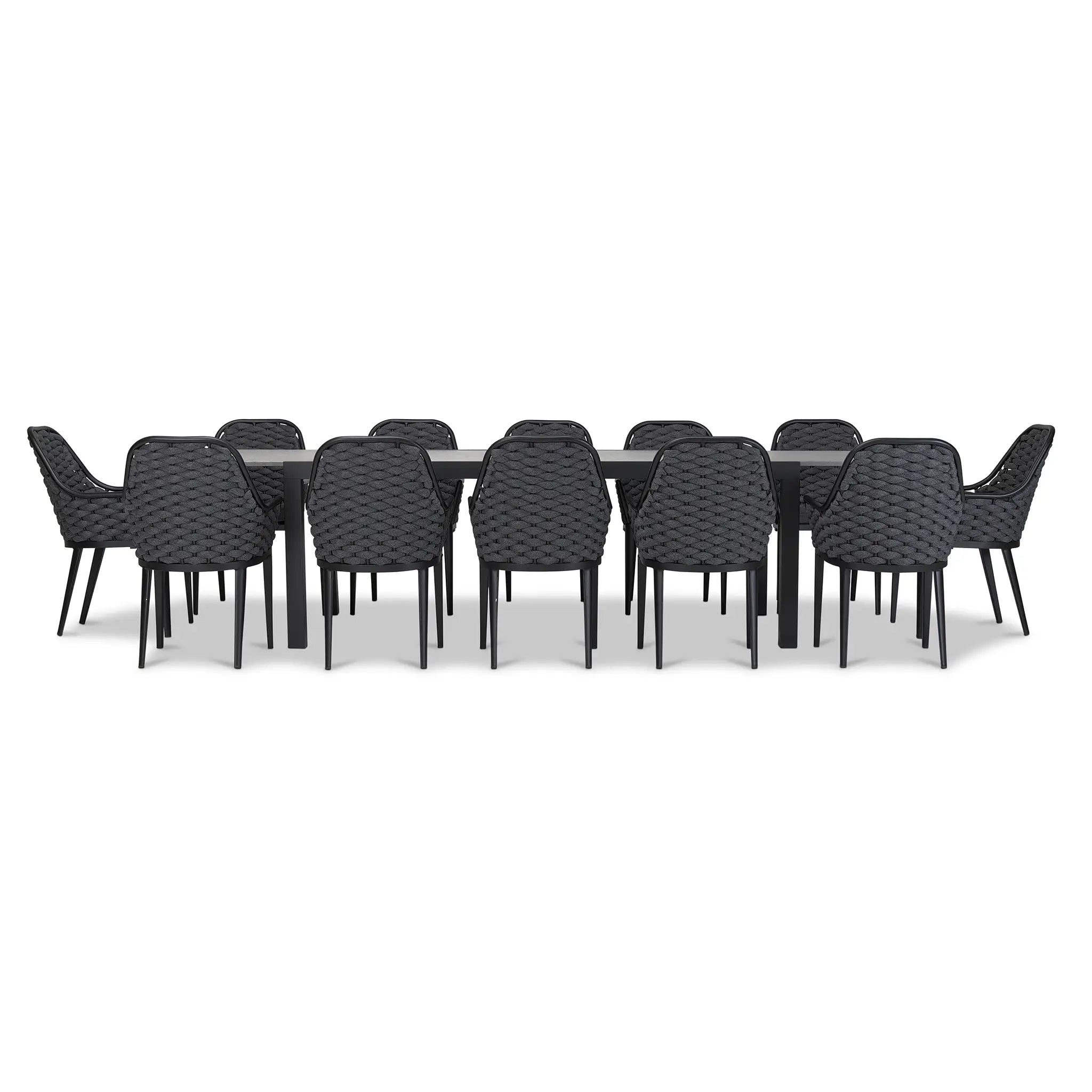 Harmonia Living Parlor 13 Piece Aluminum Extendable Dining Set - Black/Concrete 3