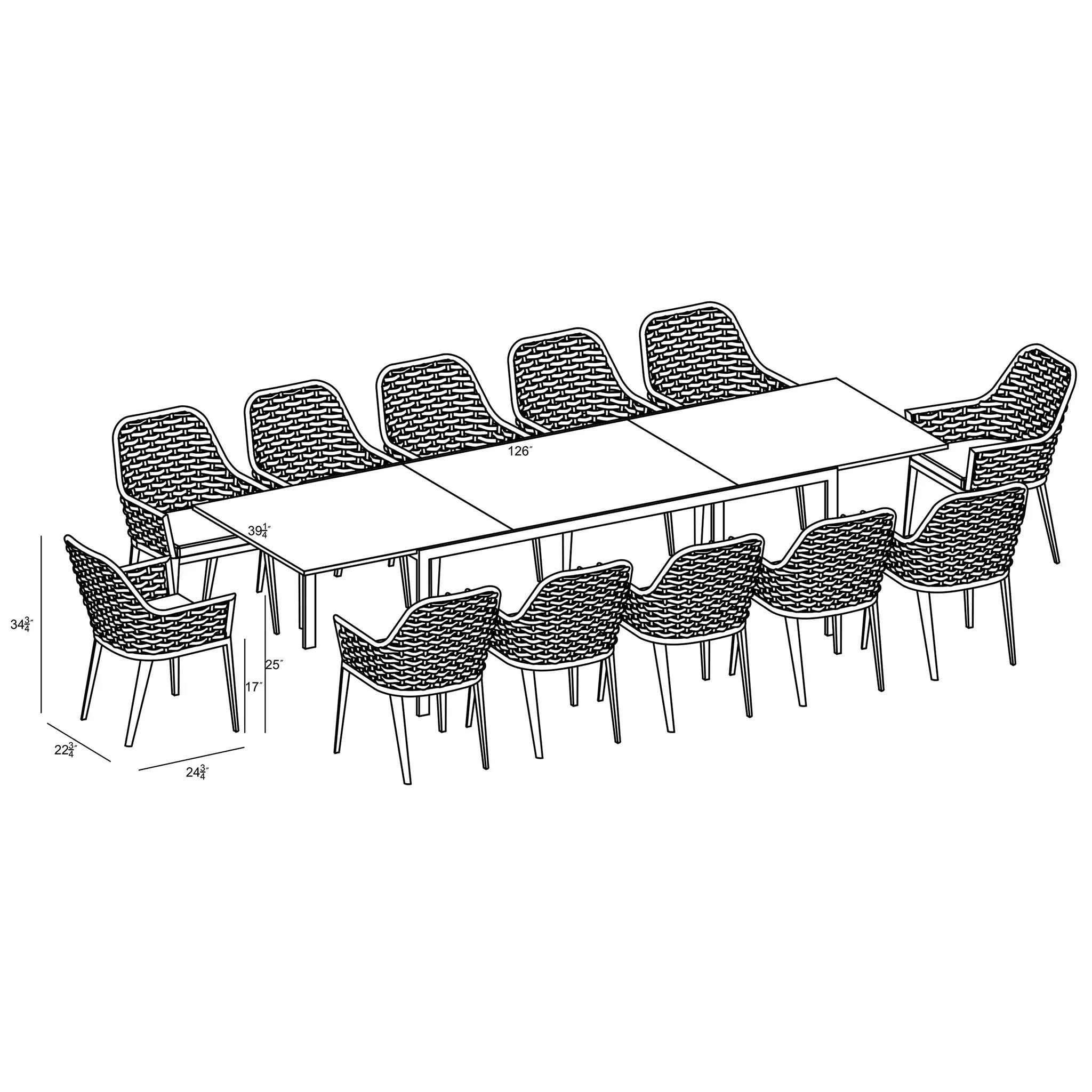 Harmonia Living Parlor 13 Piece Aluminum Extendable Dining Set - Black/Concrete 11