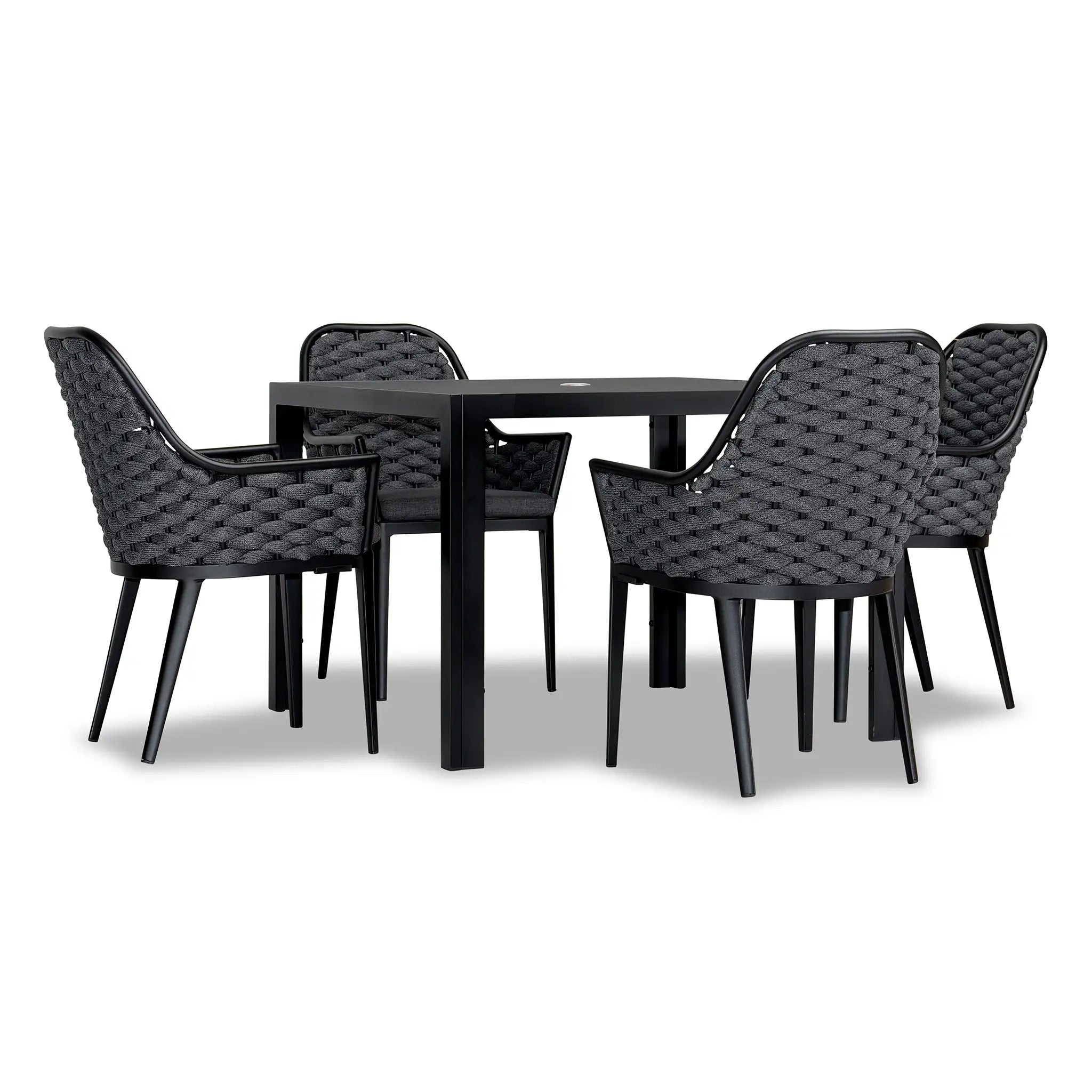 Harmonia Living Parlor 5 Piece Aluminum Dining Set - Black 3
