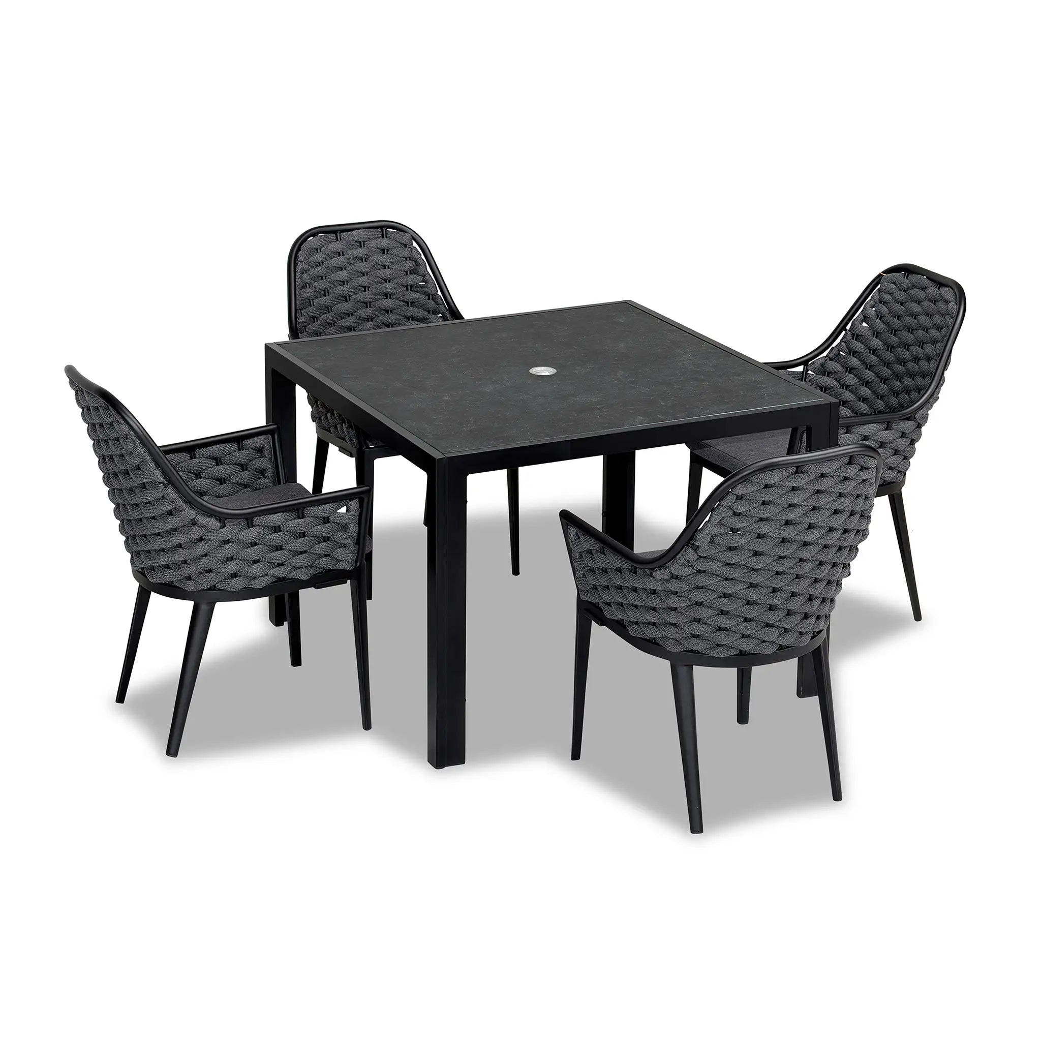 Harmonia Living Parlor 5 Piece Aluminum Dining Set - Black 1