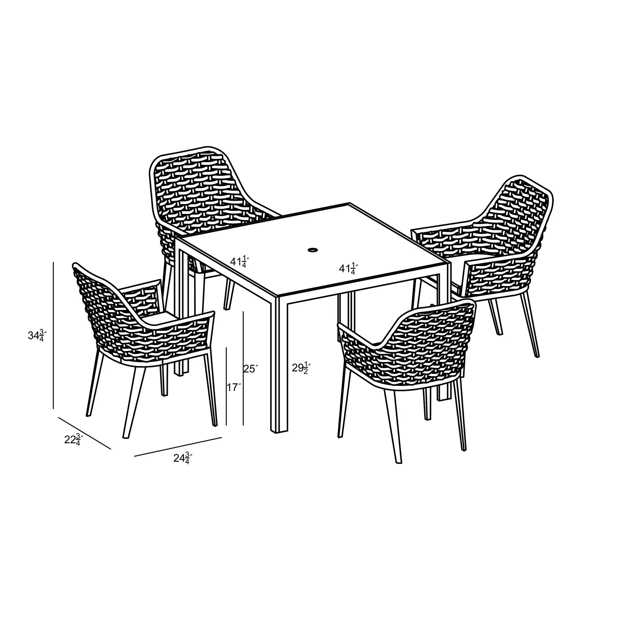 Harmonia Living Parlor 5 Piece Aluminum Dining Set - Black 9