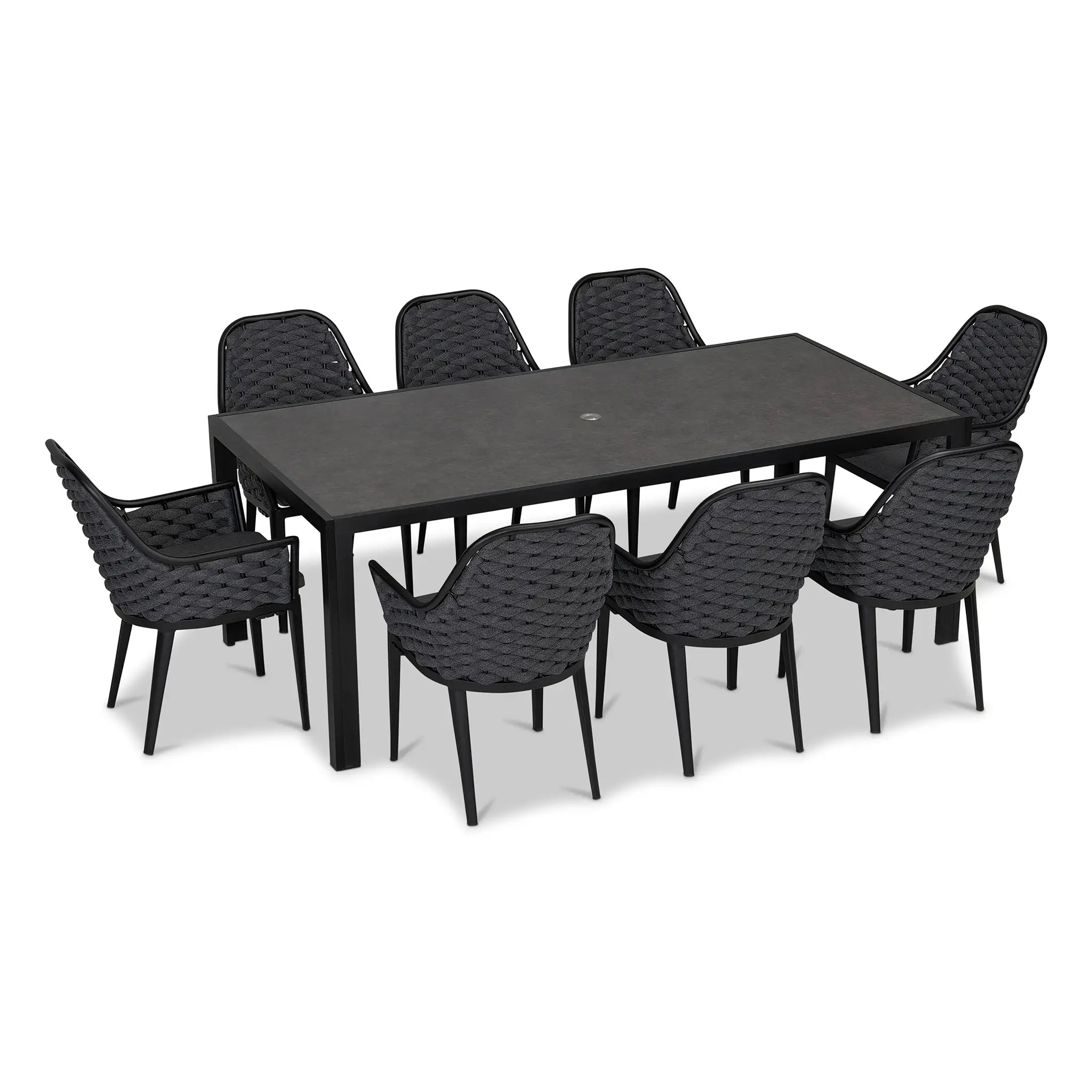 Harmonia Living Parlor 9 Piece Aluminum Dining Set - Black 3