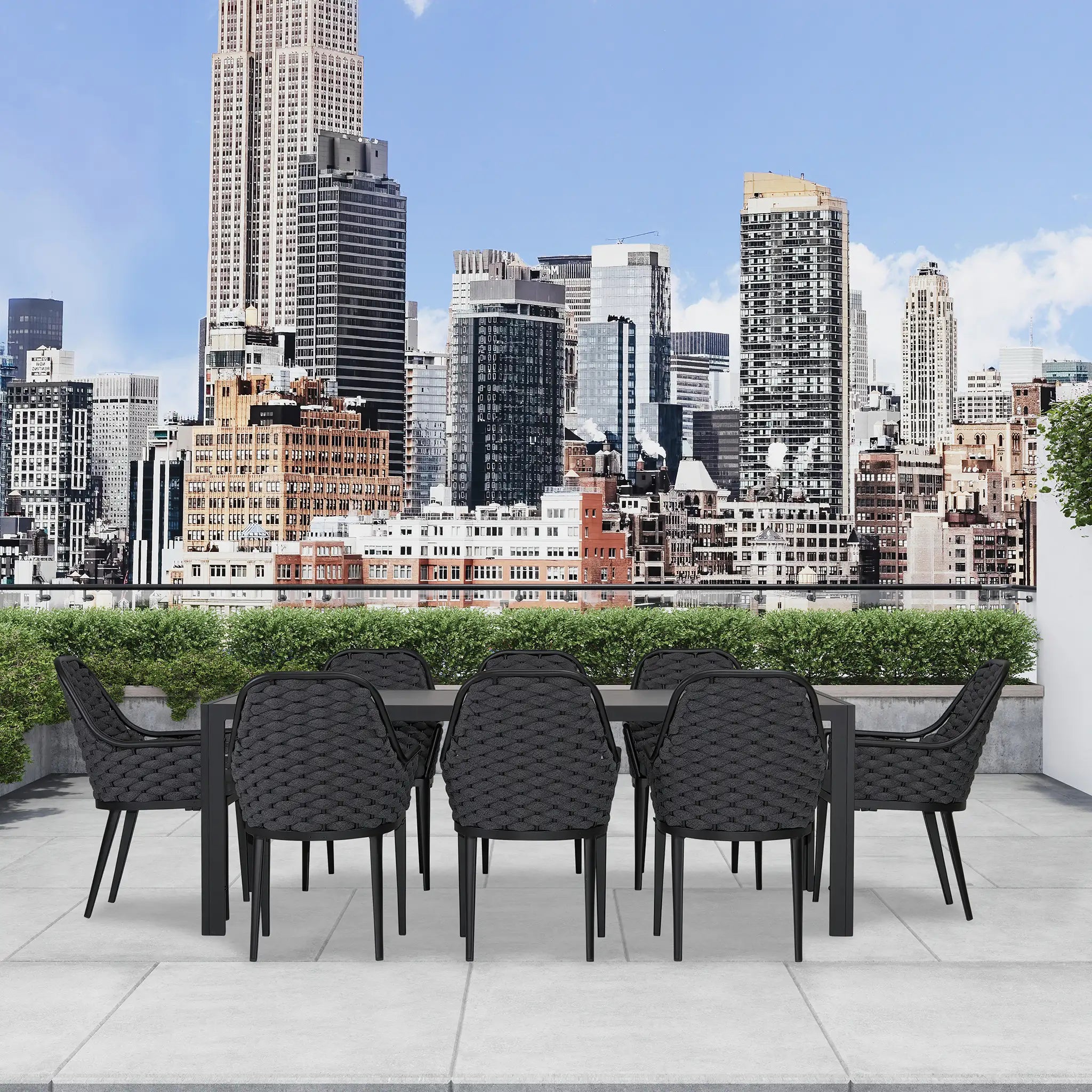 Harmonia Living Parlor 9 Piece Aluminum Dining Set - Black 8