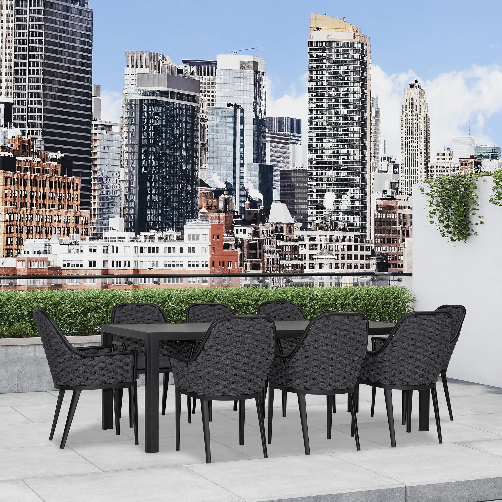 Harmonia Living Parlor 9 Piece Aluminum Dining Set - Black 10