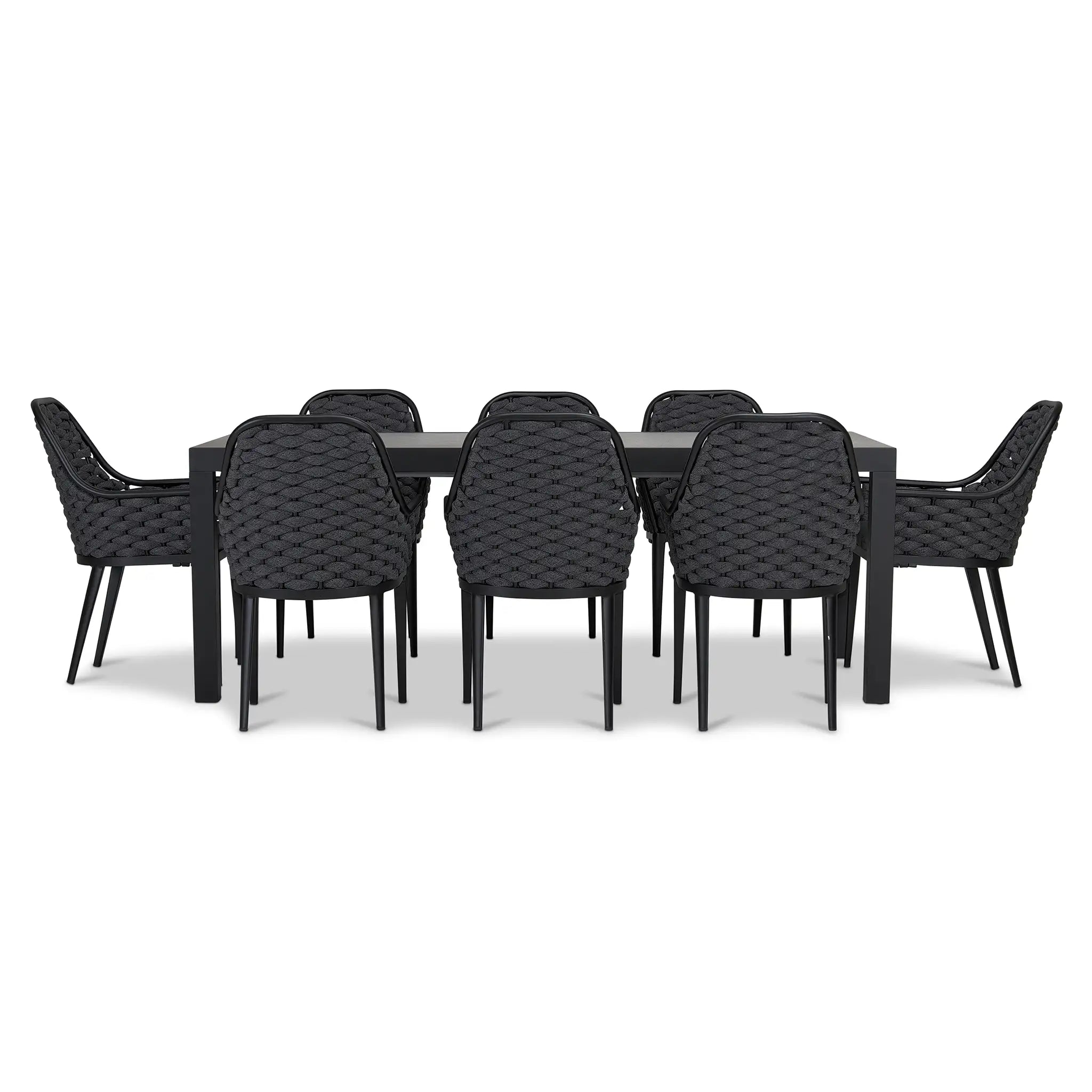 Harmonia Living Parlor 9 Piece Aluminum Extendable Dining Set - Black/Concrete 3