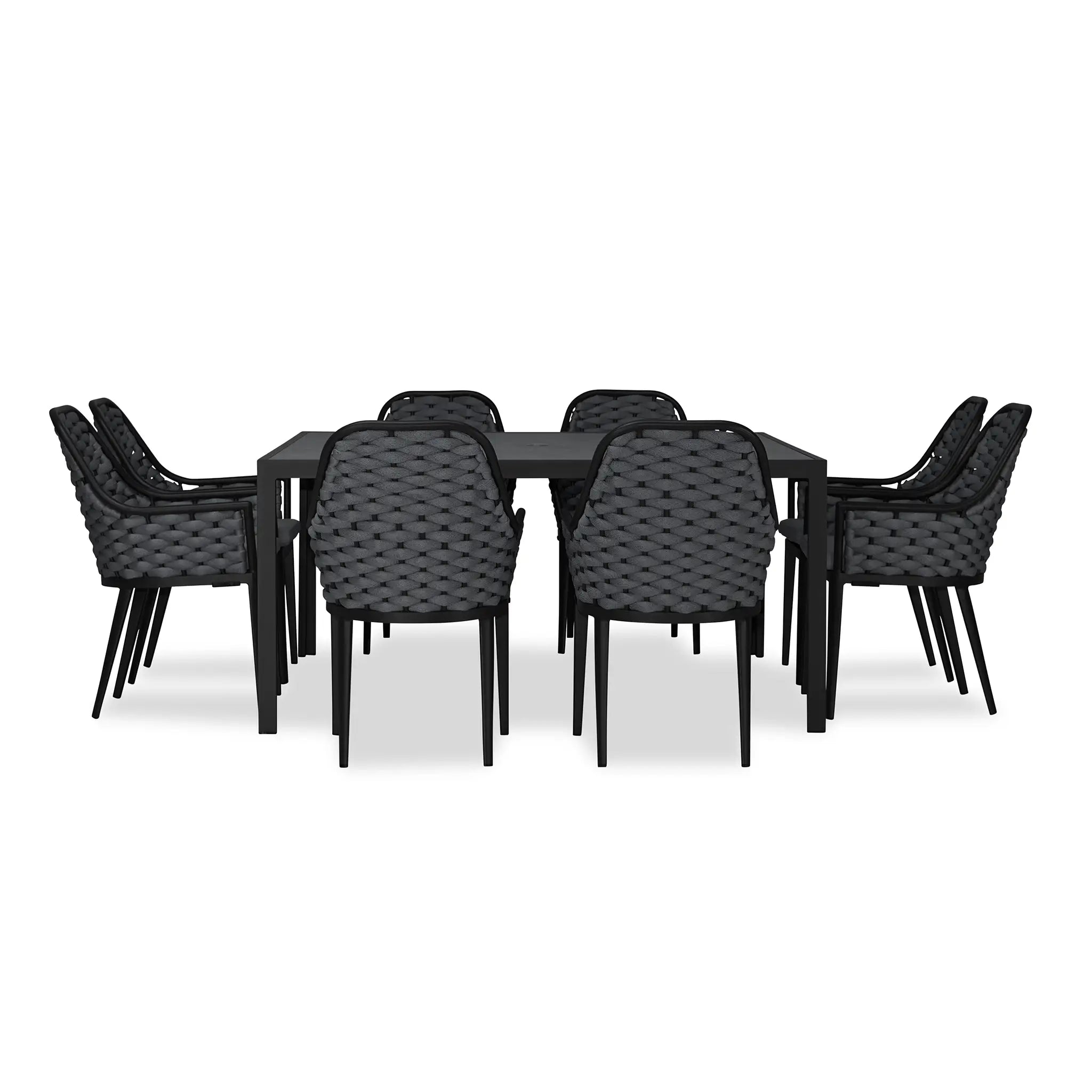 Harmonia Living Parlor 9 Piece Aluminum Square Dining Set - Carbon 3